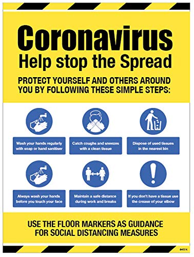 Coronavirus Help stop the spread sign Semi Rigid PVC sign (300x400mm)