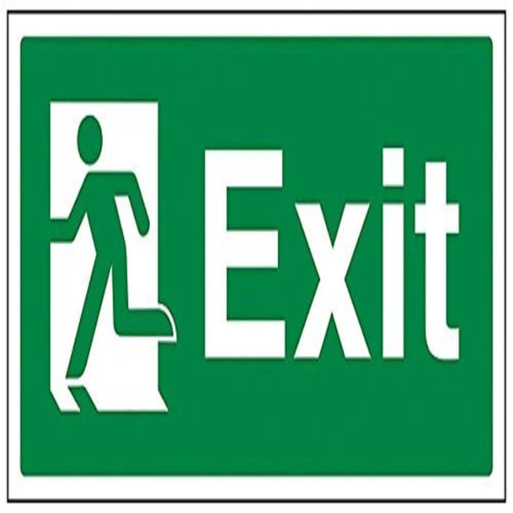 V Safety 21010AY-S Final Exit Man Left Sign - Landscape - 300mm x 150mm - Self Adhesive Vinyl, Green