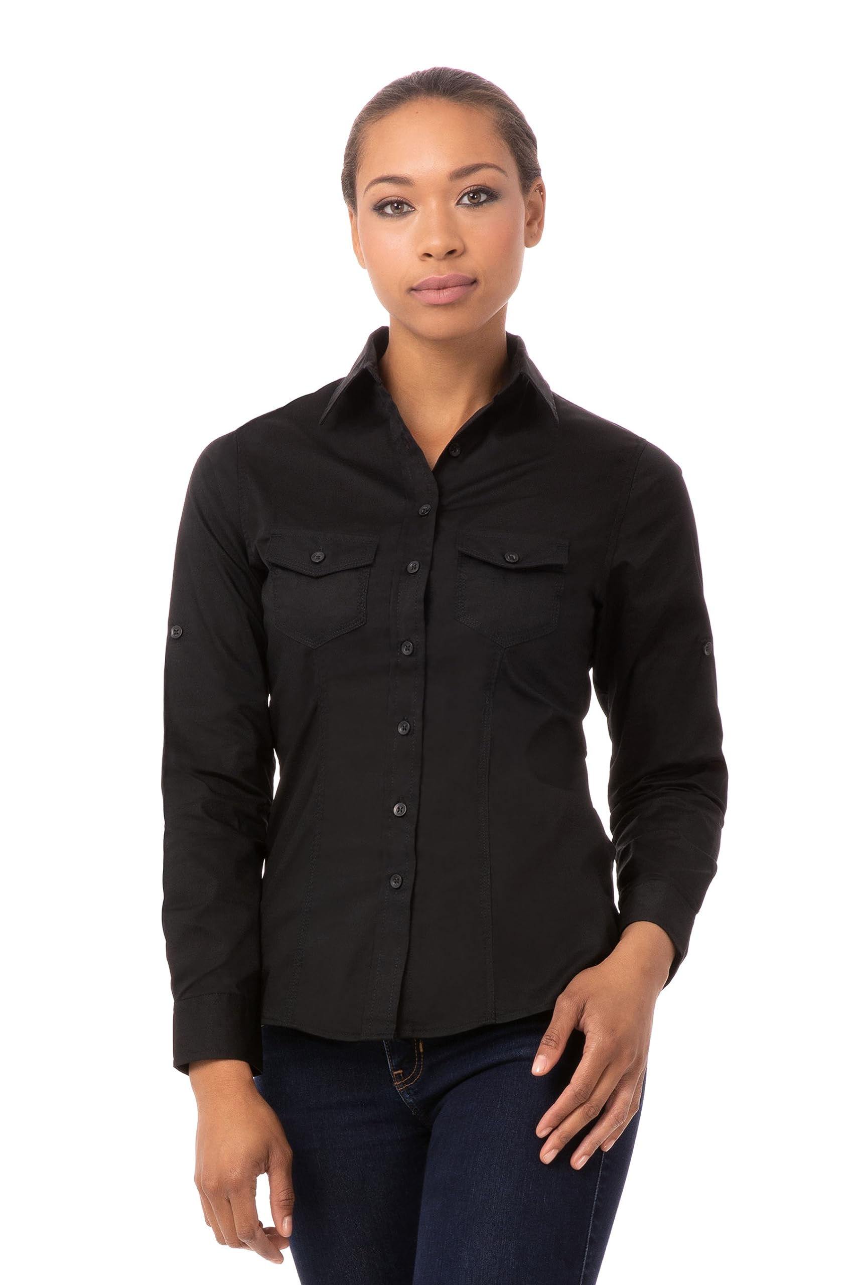 Uniform Works B213-L Ladies Pilot Shirt, Black