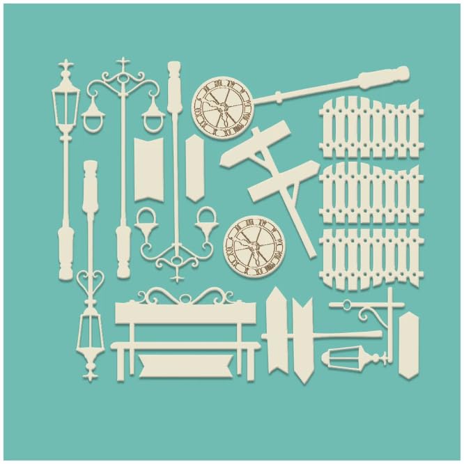 Polkadoodles On The Street x 16 pcs Chipboard Embellishment Pack