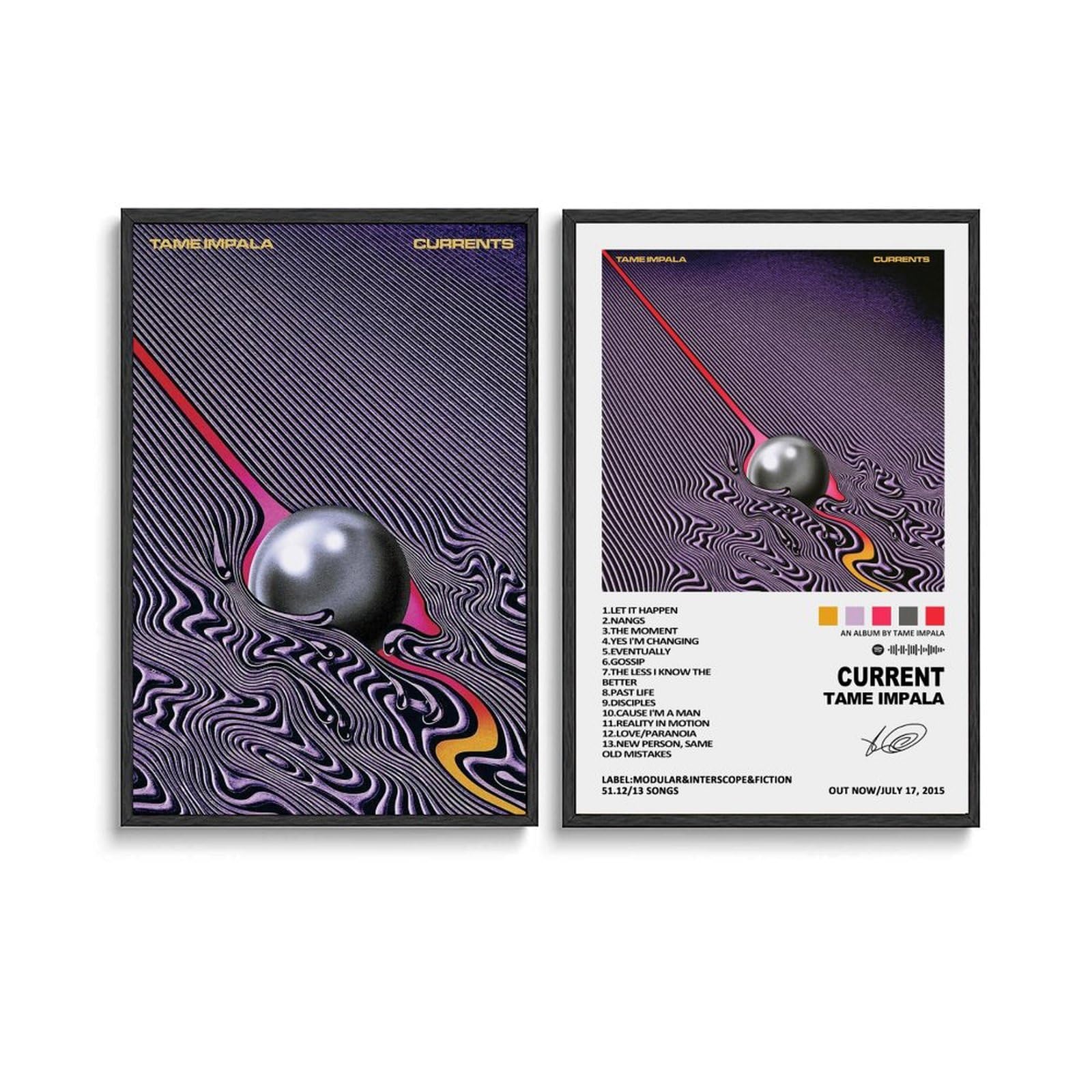 Ckoiqu 2 PCS Tame Poster Impala Rock Band Music Album Vintage Cover Wall Art Canvas Posters Room Decorative Aesthetic Print Decor 12x18inch(30x45cm) Style