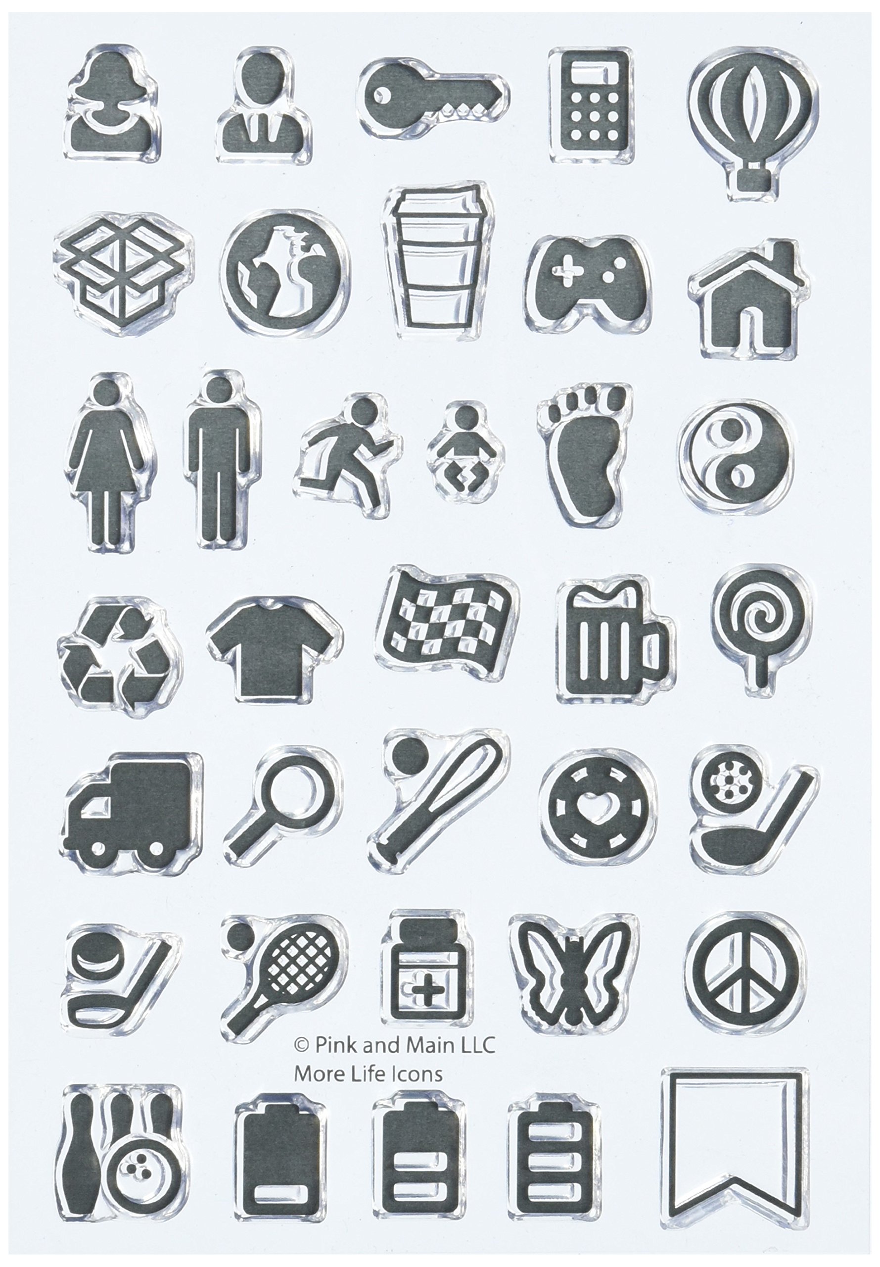 Pink & Main Clear Stamps 4 x 6-inch More Life Icons, Acrylic, Multicoloured, 0.09 x 4.4 x 8.4 cm