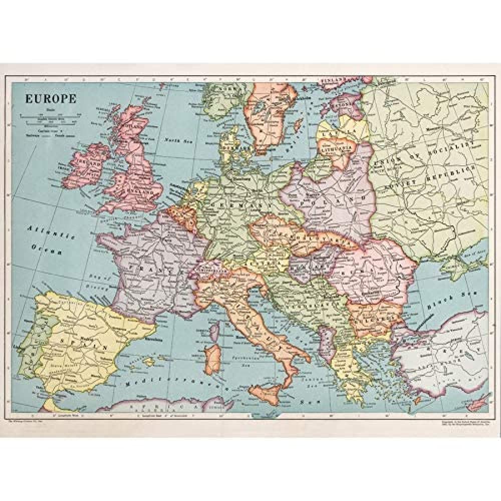 Artery8 Map Whitneygraham 1930 Europe Political Unframed Wall Art Print Poster Home Decor Premium