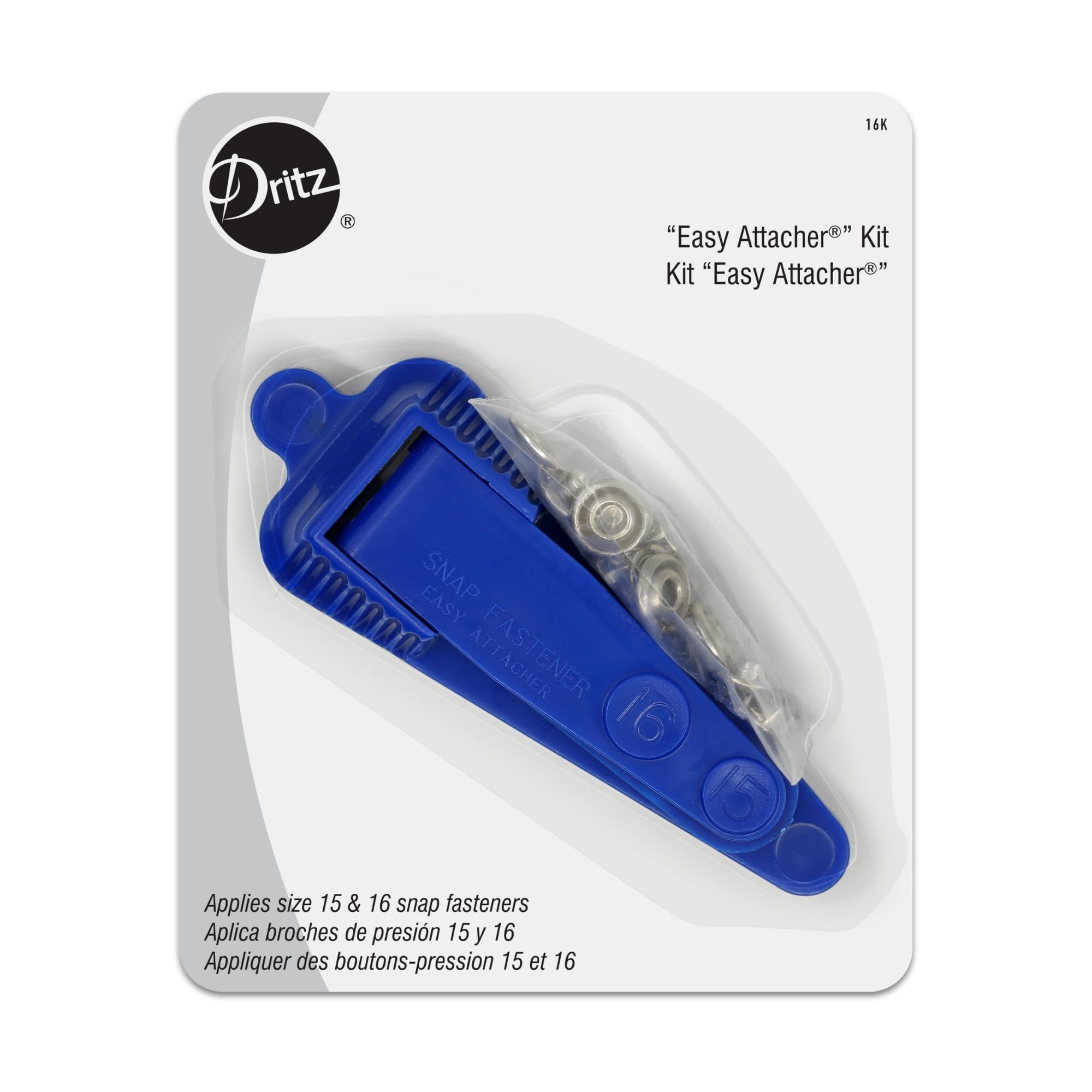 Dritz Easy Attacher Kit, Nickel, Size 15 (3/8-Inch) & Size 16 (7/16-Inch)