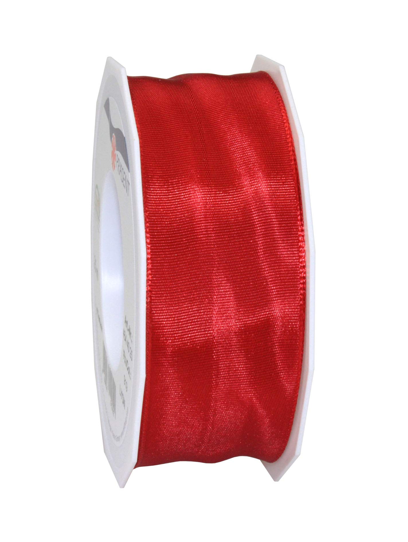 Präsent - Lyon Wired Taffeta Ribbon Scarlett 40 mm Width, 25 m Length