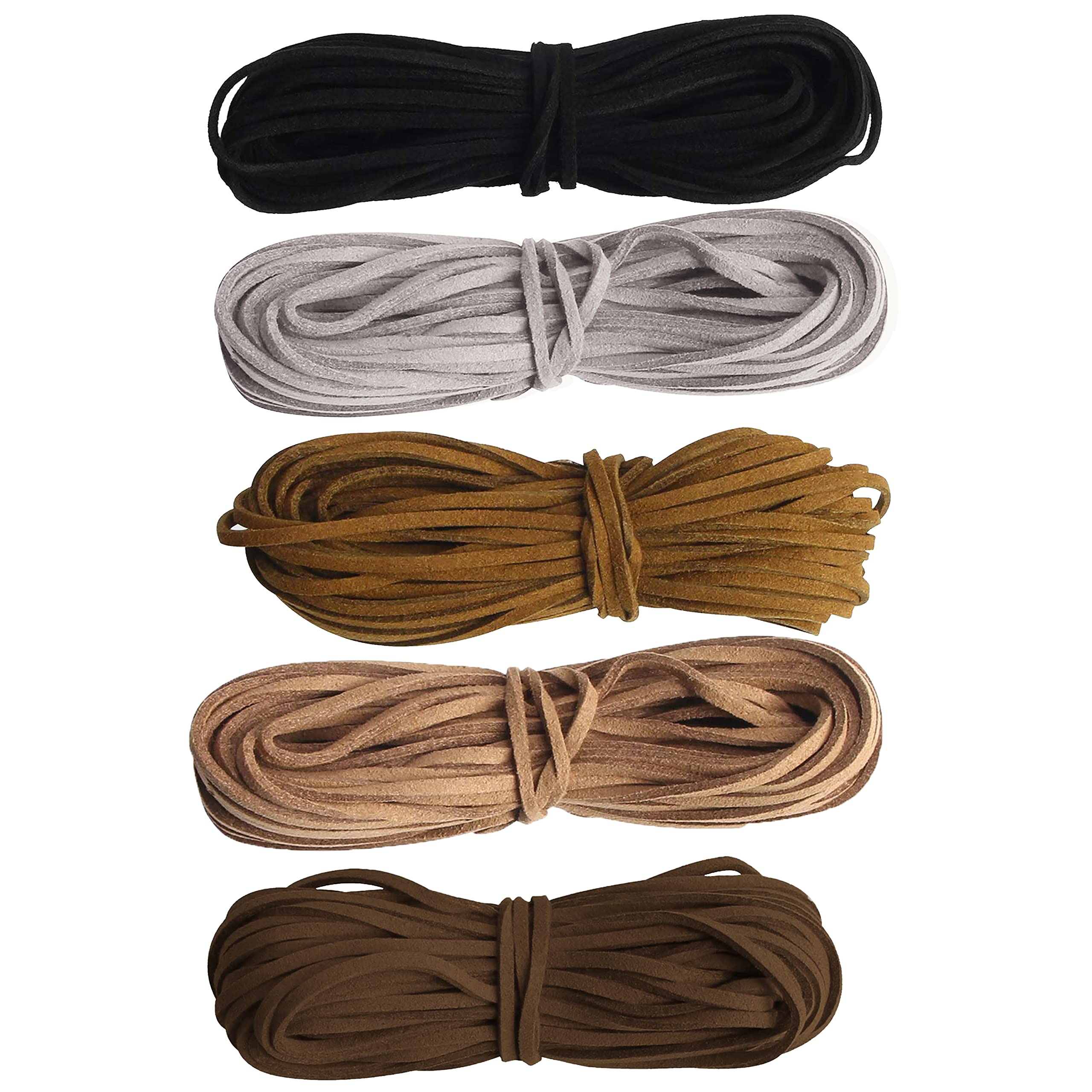 Creavvee 5 Colours 10.9 yards Suede Hand making jewellery string,craft Faux Leather string rope thread cord (10m x 2.6 mm x1.5mm)