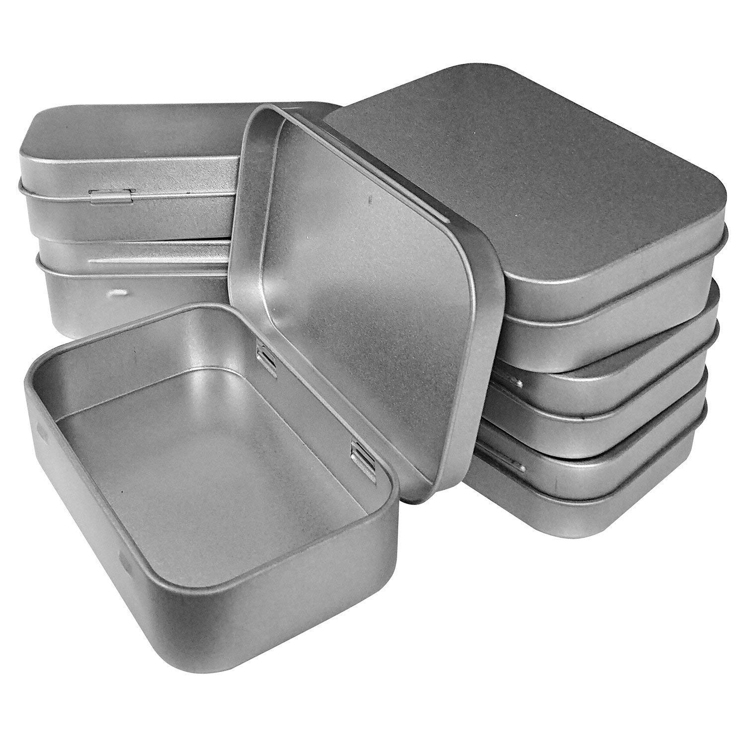 Hulless 6pcs Metal Hinged Tin Box Container Mini Portable Small Storage Container Kit Tin Box Container, Small Tin with Lid, Craft Container, Tin Empty Box, Home Storage 3.7x2.3x0.8 inch.