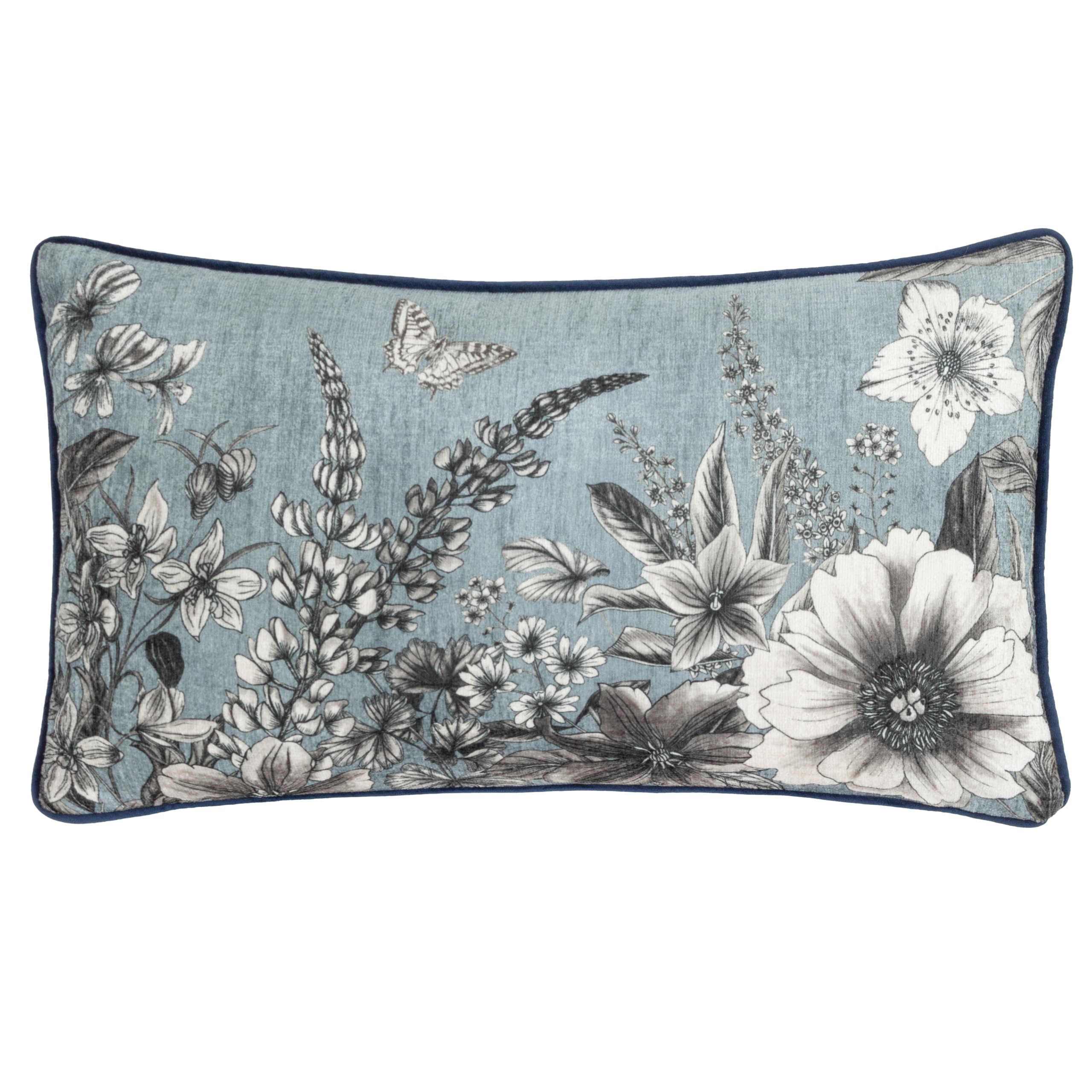 Wylder Nature Harlington Gardenia Floral Piped Polyester Filled Cushion, 30 x 50cm
