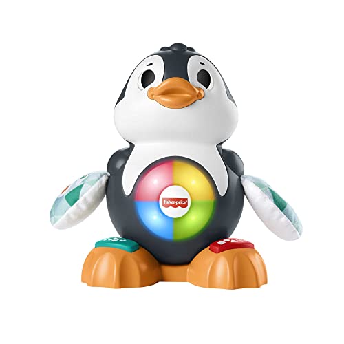 Fisher-Price Linkimals Valentin le Pingouin, jouet bébé interactif d'apprentissage, sons et lumières, version française, 9 mois et plus, HCJ61