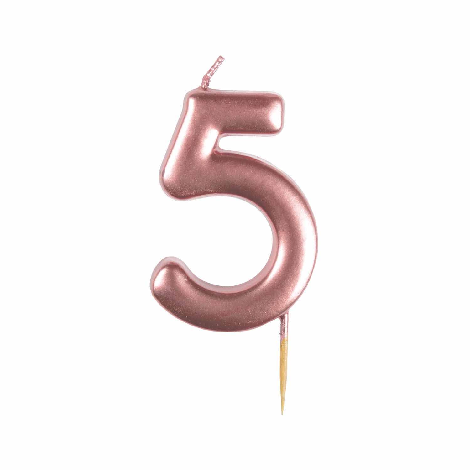 amscan 9911550 Rose Gold Numerical Candle 5