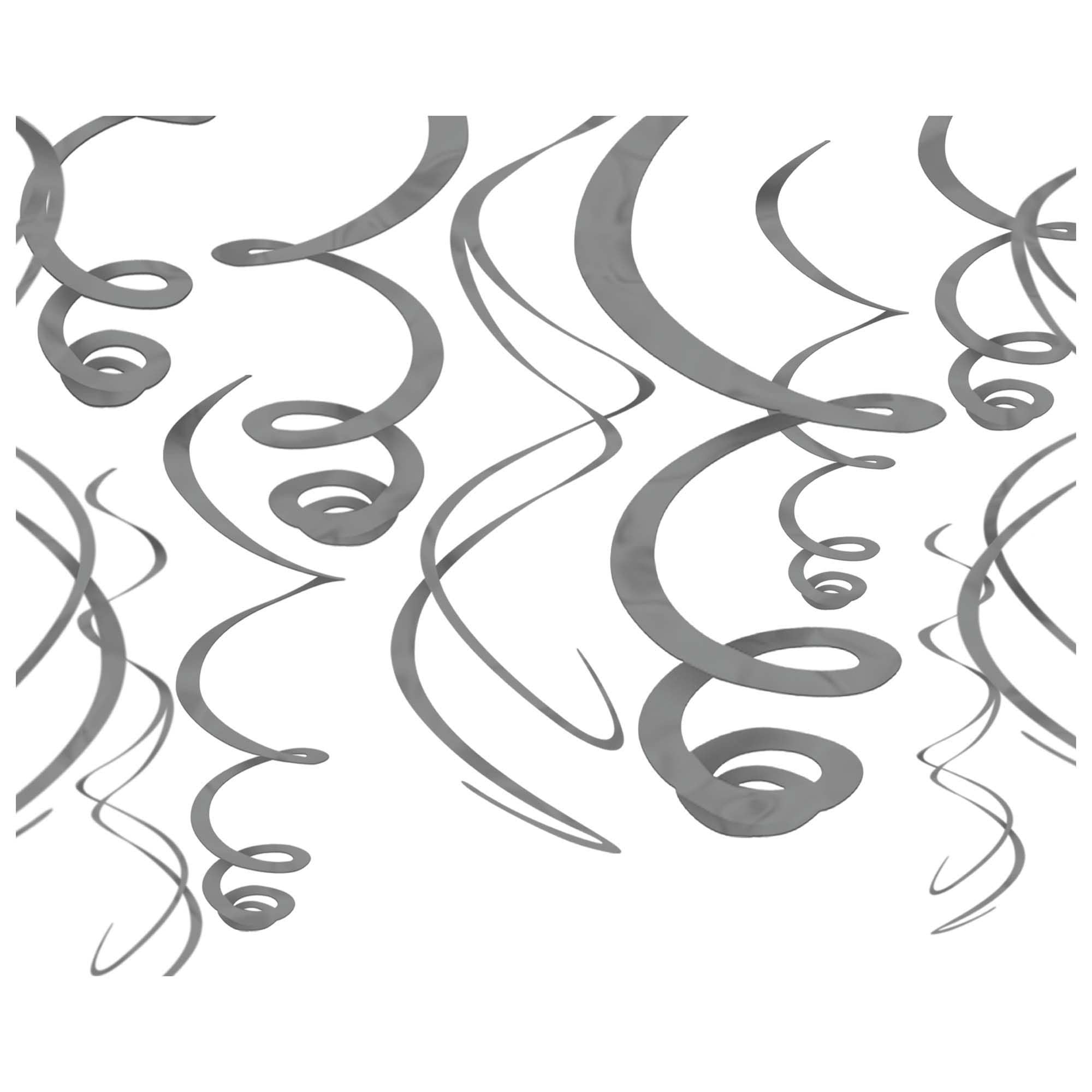 Amscan 67055-18-55 Dec Swrl Plastic Silver- 12 Pack