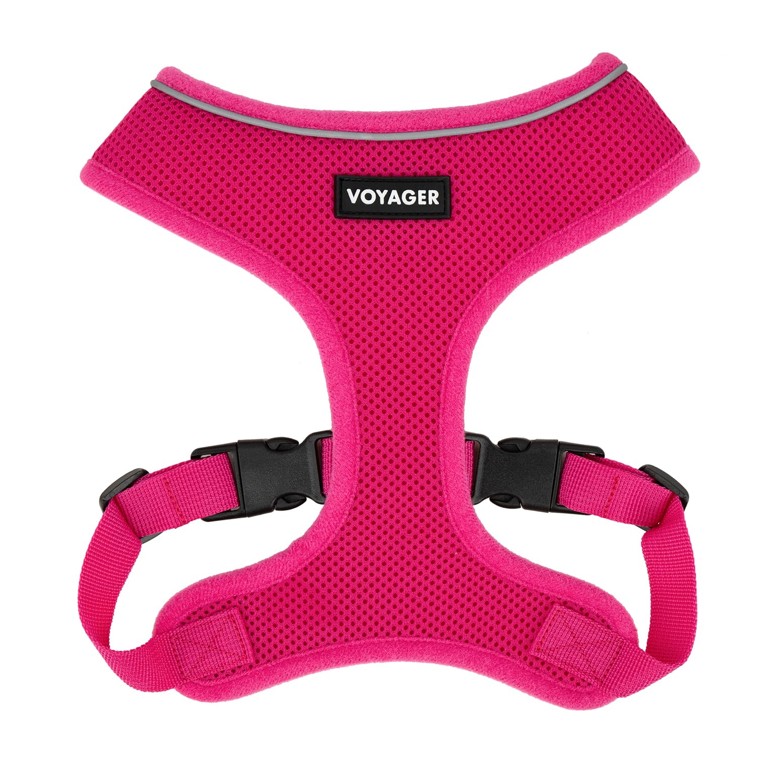 Voyager Aerolite No Pull Mesh Dog Harness with Lightweight, Soft, Breathable, Reflective Stitching, and Adjustable Straps for Walking, Running, Training, Heavy Duty and Durable - Fuchsia, L