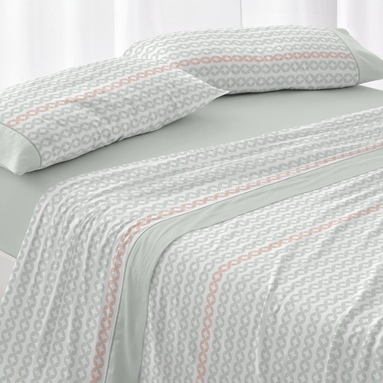 Burrito Blanco | Bed Sheet Set | 90 cm Bed Design 542 | Mint Color (90 x 190/200 cm.)