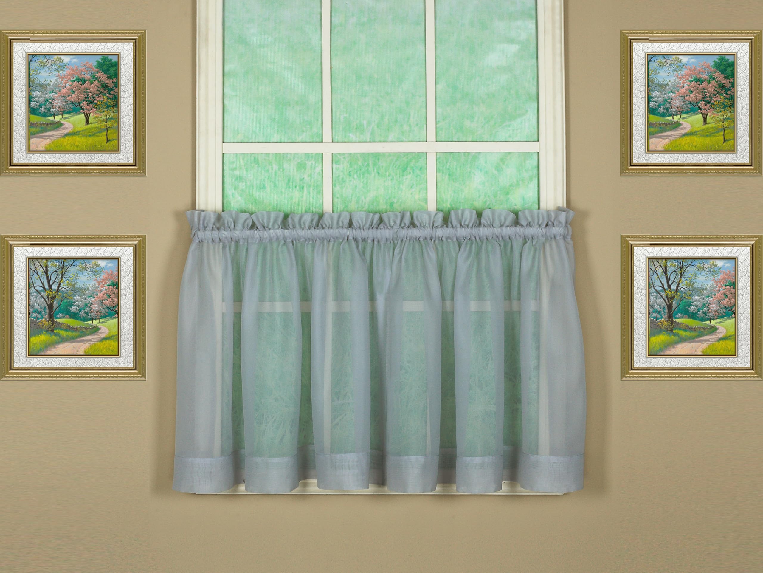 Today's Curtain Emelia Original Voile Tier Pair 24", Grey, 60" W x 24" L