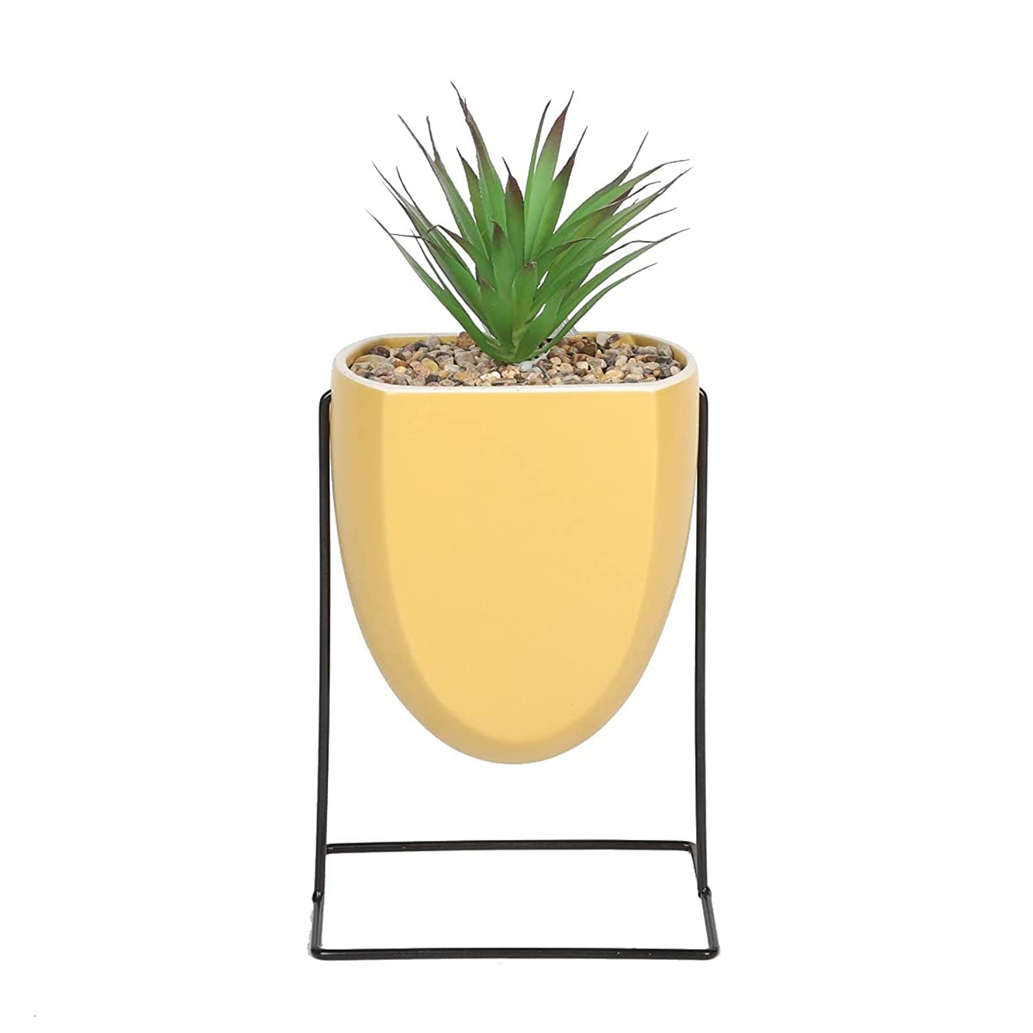 Sleepdown Halo Green Leaf Ochre Stand Artificial Faux Plant for Home Office Bathroom Decor Indoor Decoration Aesthetics, Medium