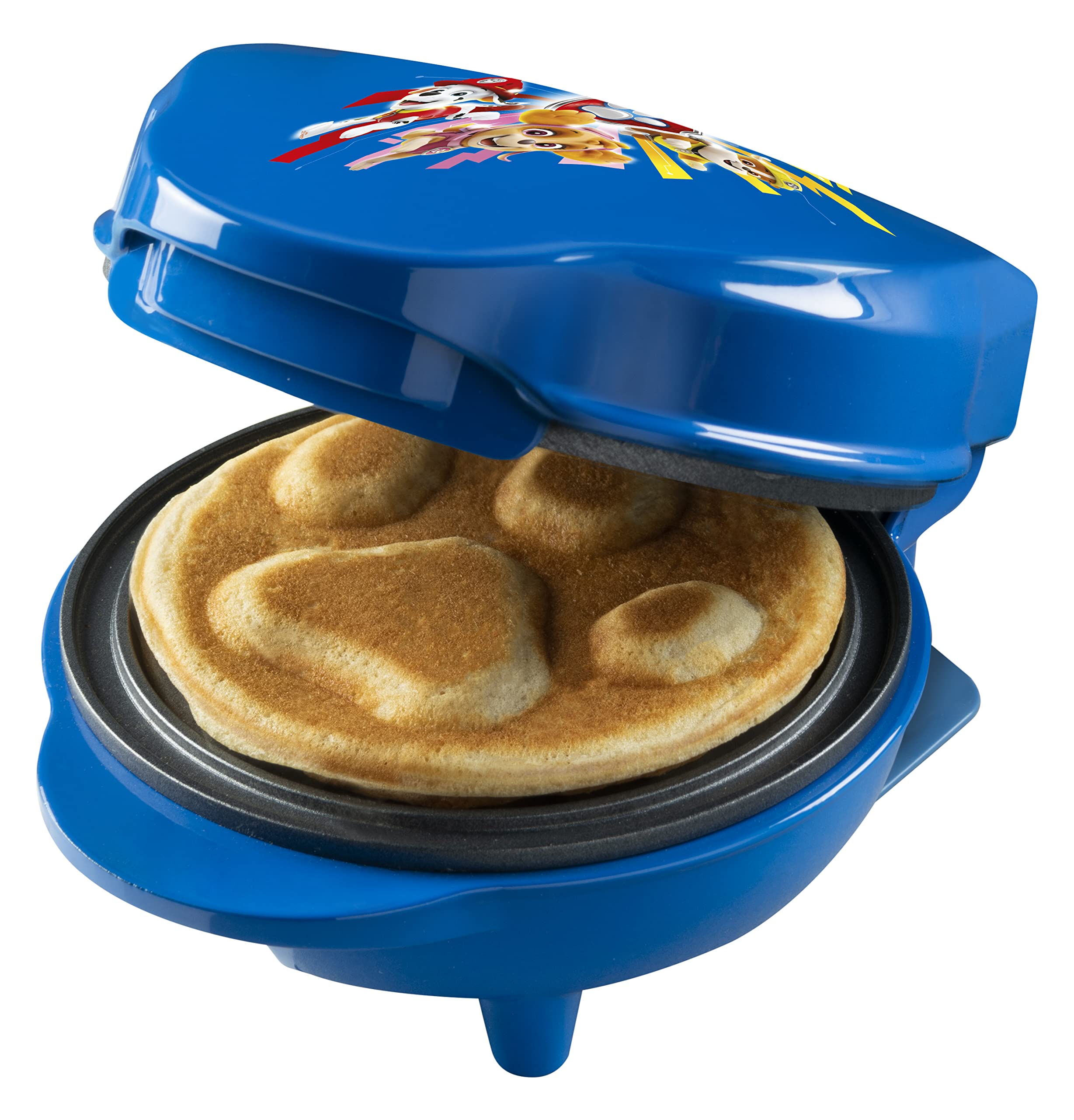 Bestron Paw Patrol waffle maker, mini waffle iron with unique Paw Patrol design, ideal for children's birthdays, Easter and Christmas, with cooking indicator, Ø10 cm, official license, colour: blue