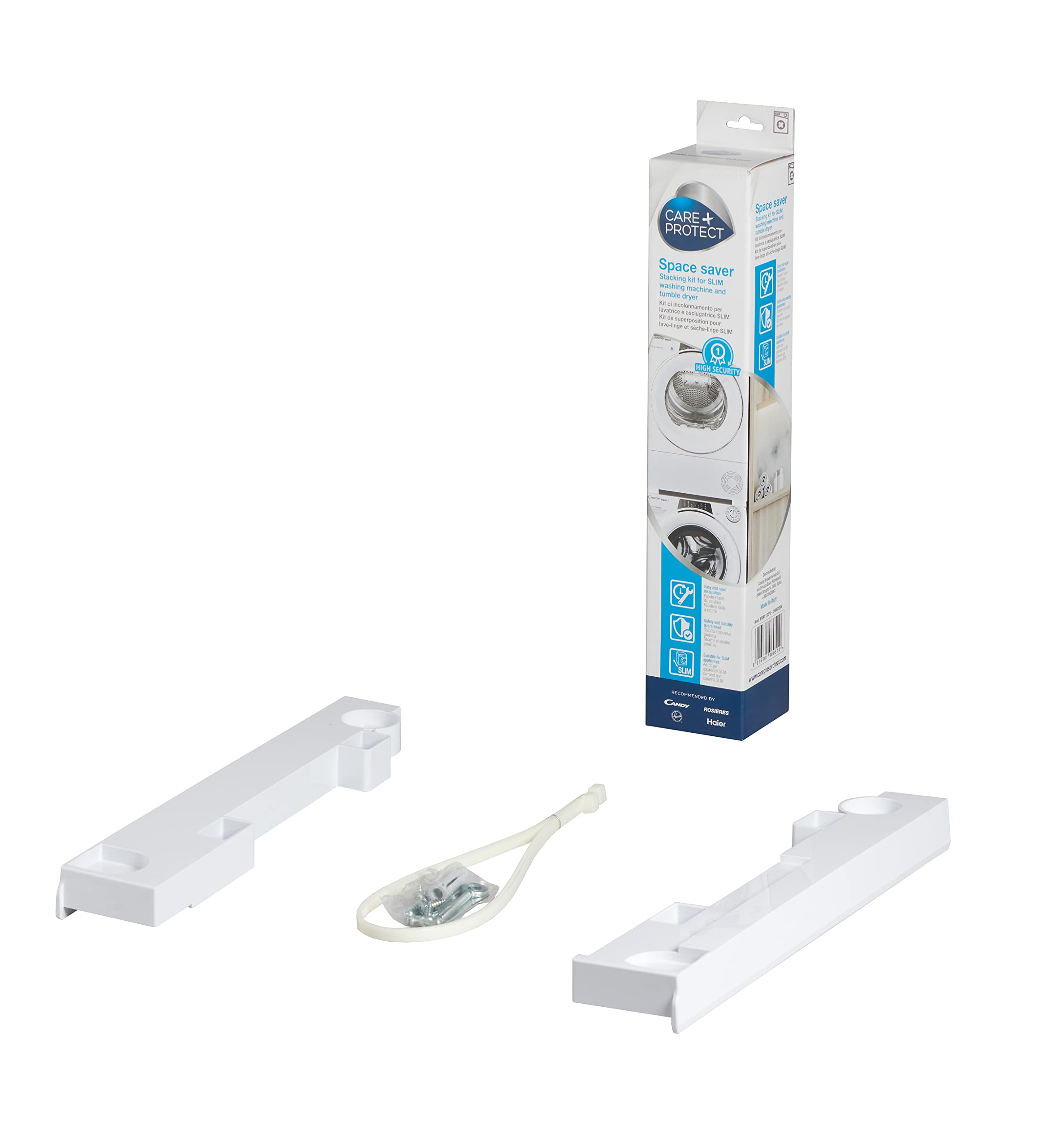 CARE + PROTECT Slim Stacking Kit for Washing Machines and Dryers, Suitable for Washing Machines with Depth 40-47 cm, ONLY Compatible with Candy, Hoover, Baumatic Dryers with Depth 46cm