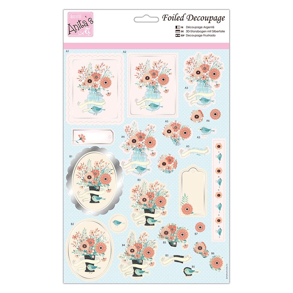 Anita's A4 Blooming Delight Decoupage Sheet, Accessories Supplies For Craft, Paper Craft, Scrapbooking, Card Making, Origami, Ideal for Adult Craft, Adds Textured Pattern To Craft Projects