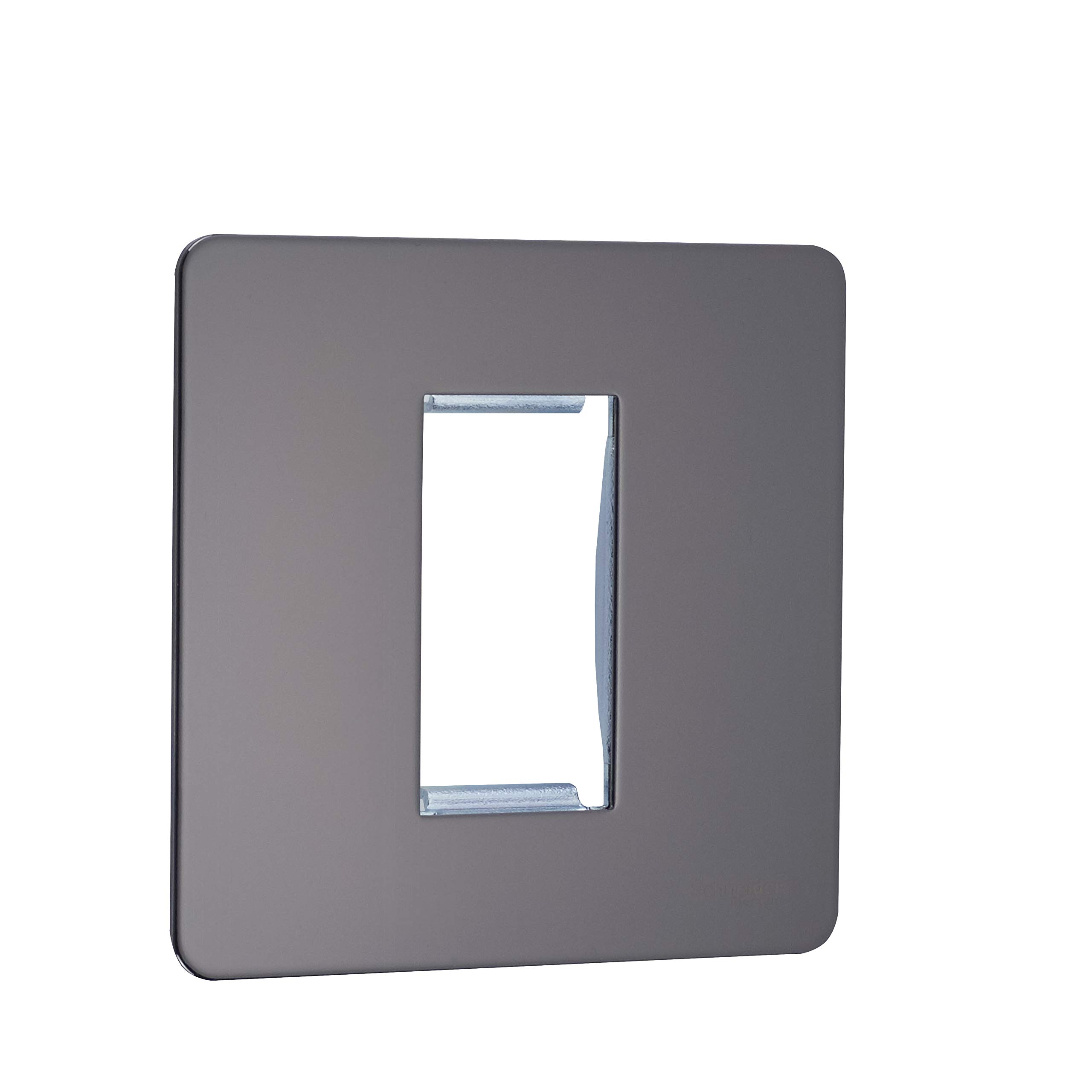 Schneider Electric - Ultimate screwless flat plate (USFP) Single euro plate for one module - Wiring Devices Mounting grid supplied with euro plates - Black Nickel - GU8450BN