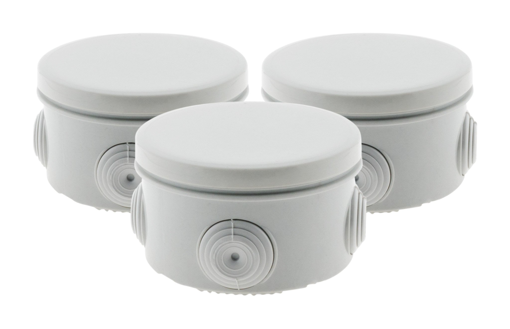 Set 3 waterproof boxes Ø80 depth. 40mm - IP 55