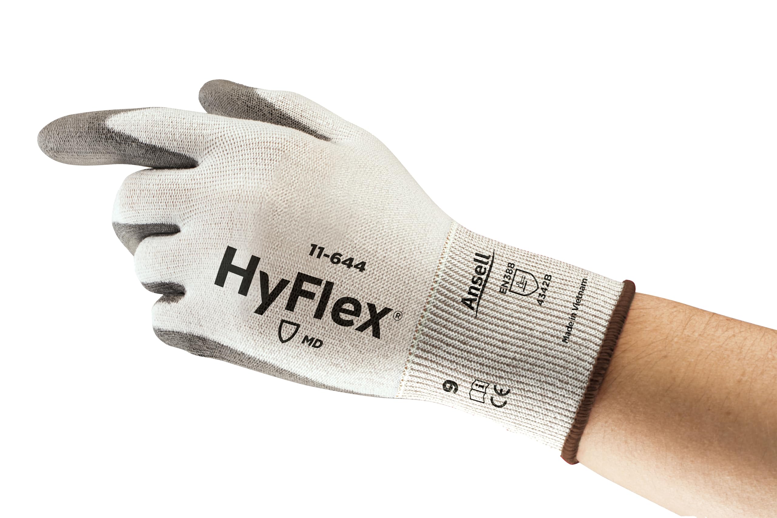 Ansell Hyflex 11-644 Safety Work Gloves Mechanical Protection, Size 10 (XL), (12 Pairs)