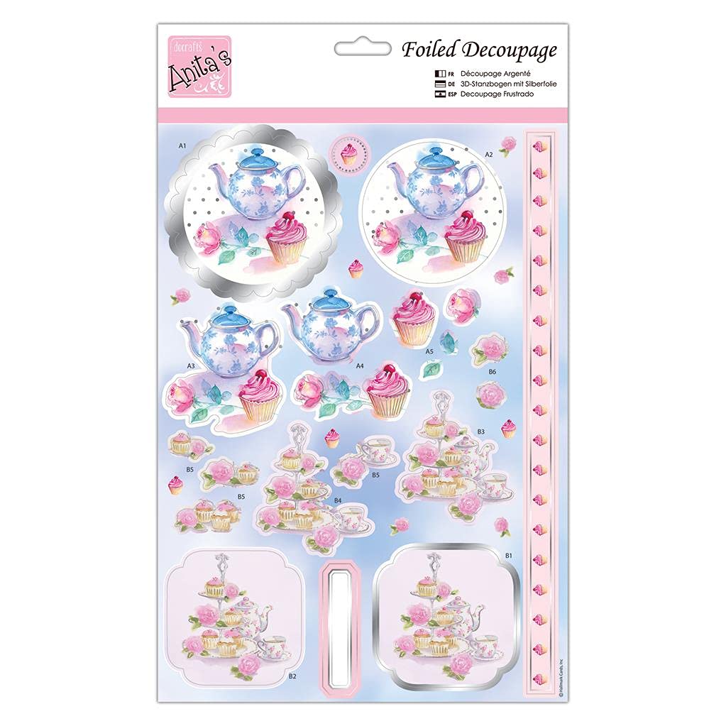Anita's A4 Nice Cup Of Tea Decoupage Sheet, Accessories Supplies For Craft, Paper Craft, Scrapbooking, Card Making, Origami, Ideal for Adult Craft, Adds Textured Pattern To Craft Projects