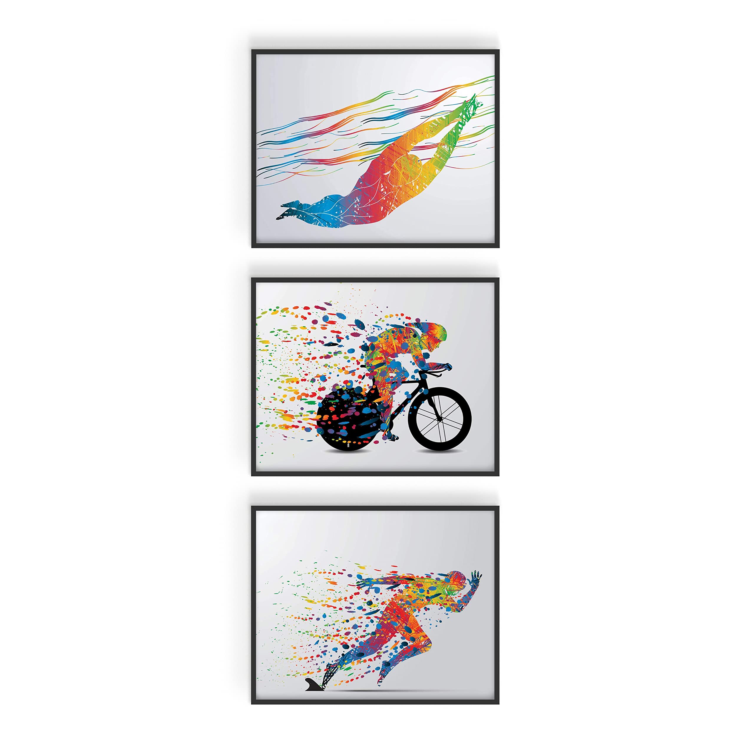 Ironman Triathlon Wall Art Decor - Set Of 3 (8x10) Poster Photos - Swimming Bike Run Race Mens Womens Sport Prints - Running