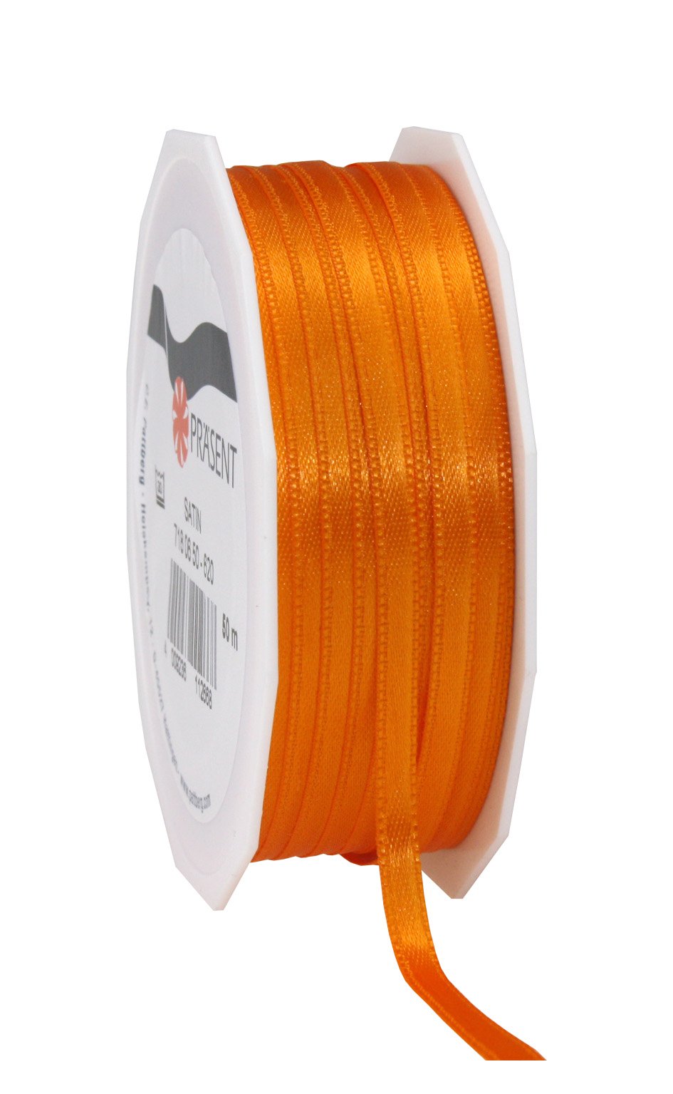 C.E. Pattberg SATIN orange gift ribbon, 55 yards for Wrapping Gifts, 0.24 inches width, Ribbon for Decorating & Crafting, Decorative Ribbon for Gifts, for every occasion