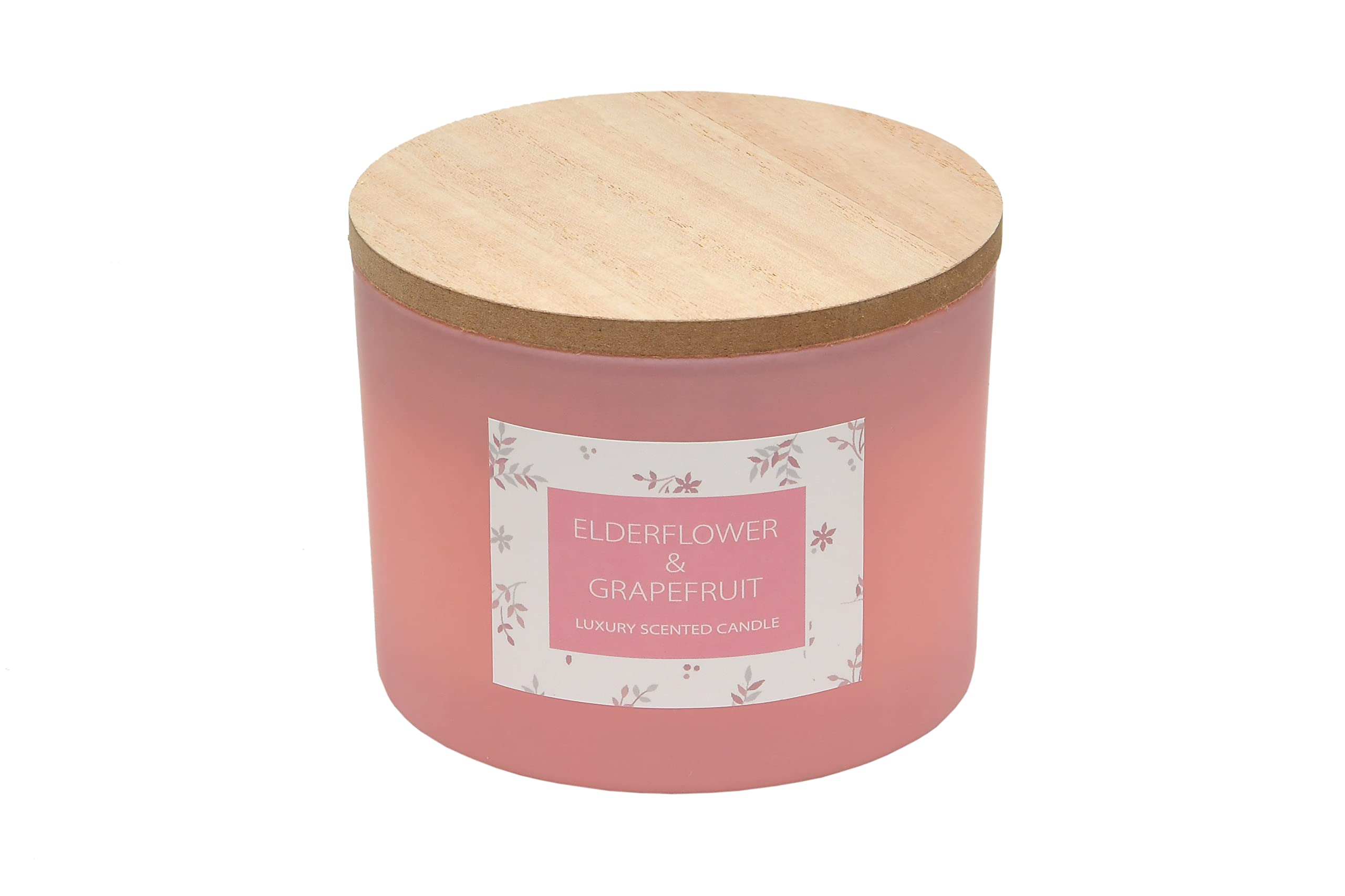 Sleepdown Botanical Wooden Lidded 2 Wick Candle Jar - Elderflower & Grapefruit - 325g