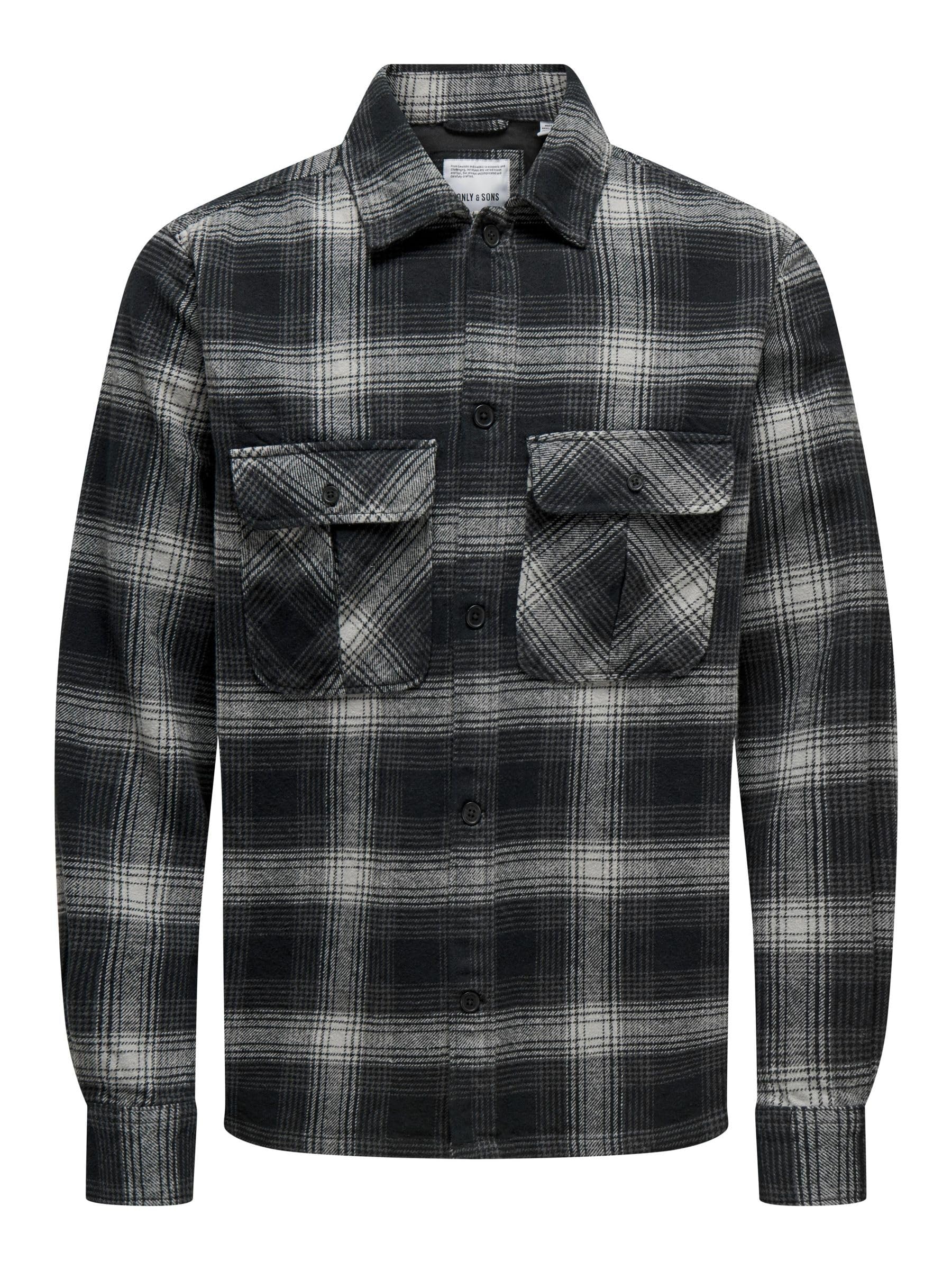 ONLY & SONS Onscedric Life Check Overshirt Noos, Griffin, XS