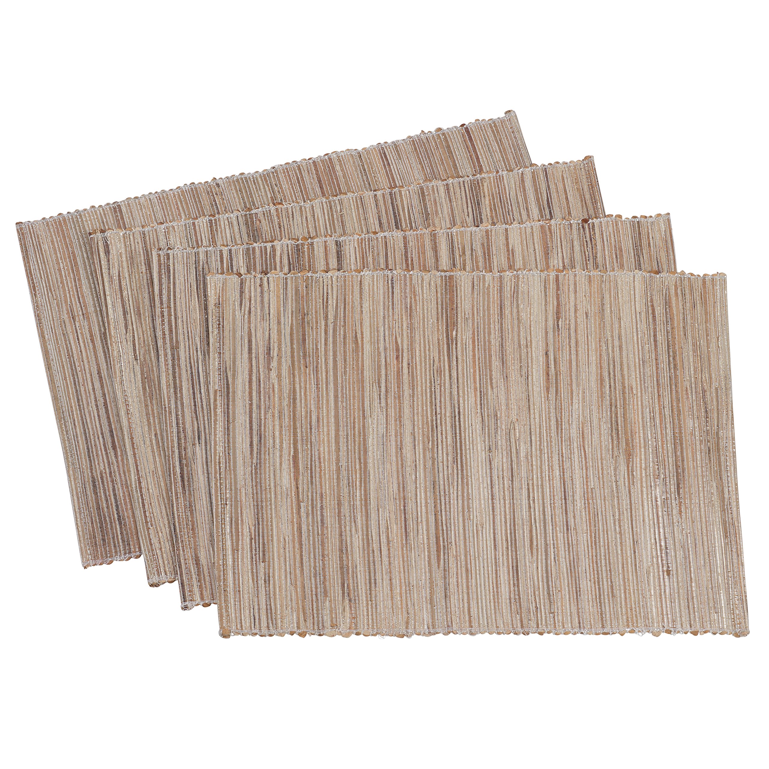 SARO LIFESTYLE Melaya Collection Shimmering Woven Nubby Table Placemats (Set of 4), 14" x 20", Natural