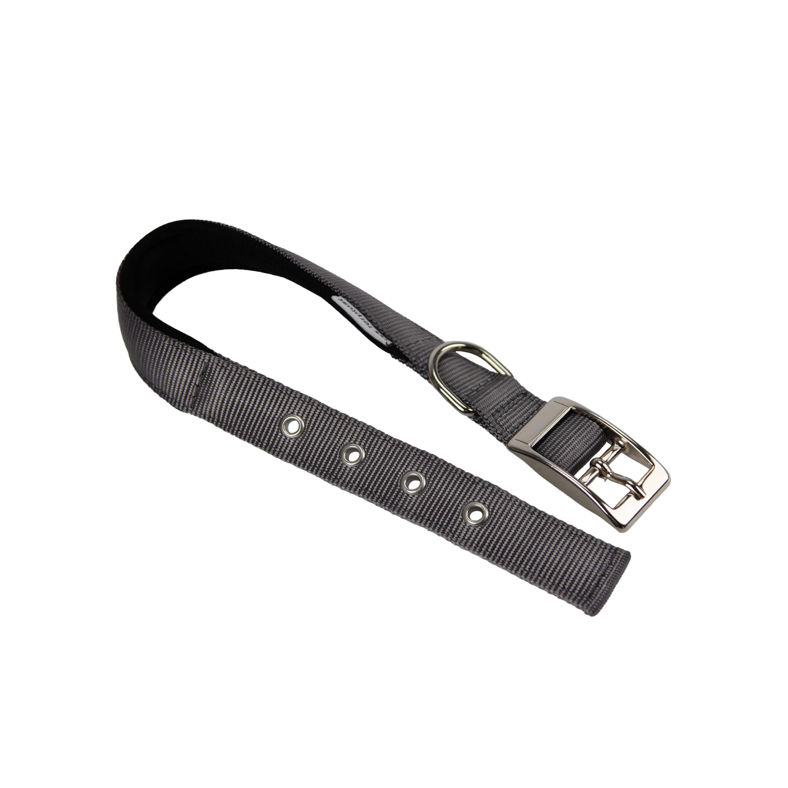Ferplast Dog Collar Medium Large Size Dog Collar in Padded Nylon Adjustable Metal Buckle, Neck Size 41-49 cm, Grey