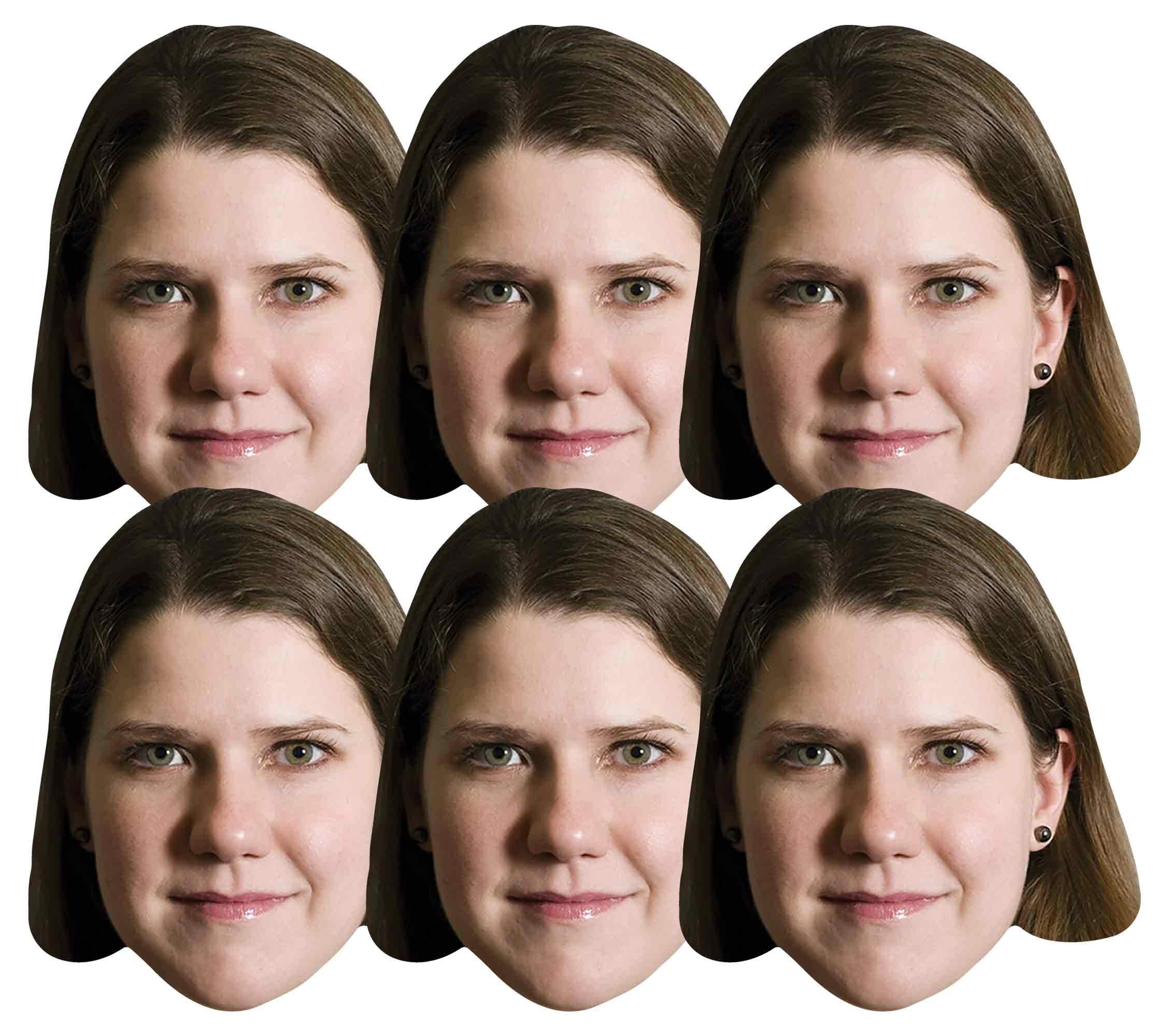 STAR CUTOUTS Jo Swinson Politician 6 Pack Includes Tabs and Elastic Perfect FunCardboard Face Mask. Talking Point, Fun for Events and Parties, CARDBOARD, Multicolour, ONE Size