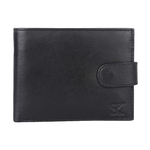 96652-UK-STYLER King RFID Blocking Wallet Men's Gents Luxury Soft Smooth Leather Wallets with Credit Card Slots & ID Pocket (Black)-Gift Box