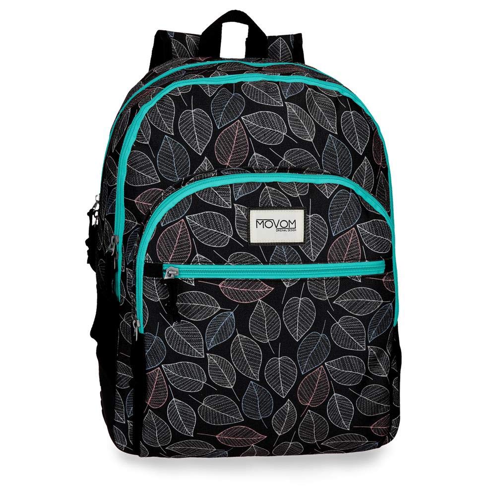 Movom Leaves Double compartment Backpack Adaptable to trolley Black 33x44x13,5 cms Polyester 25.81L