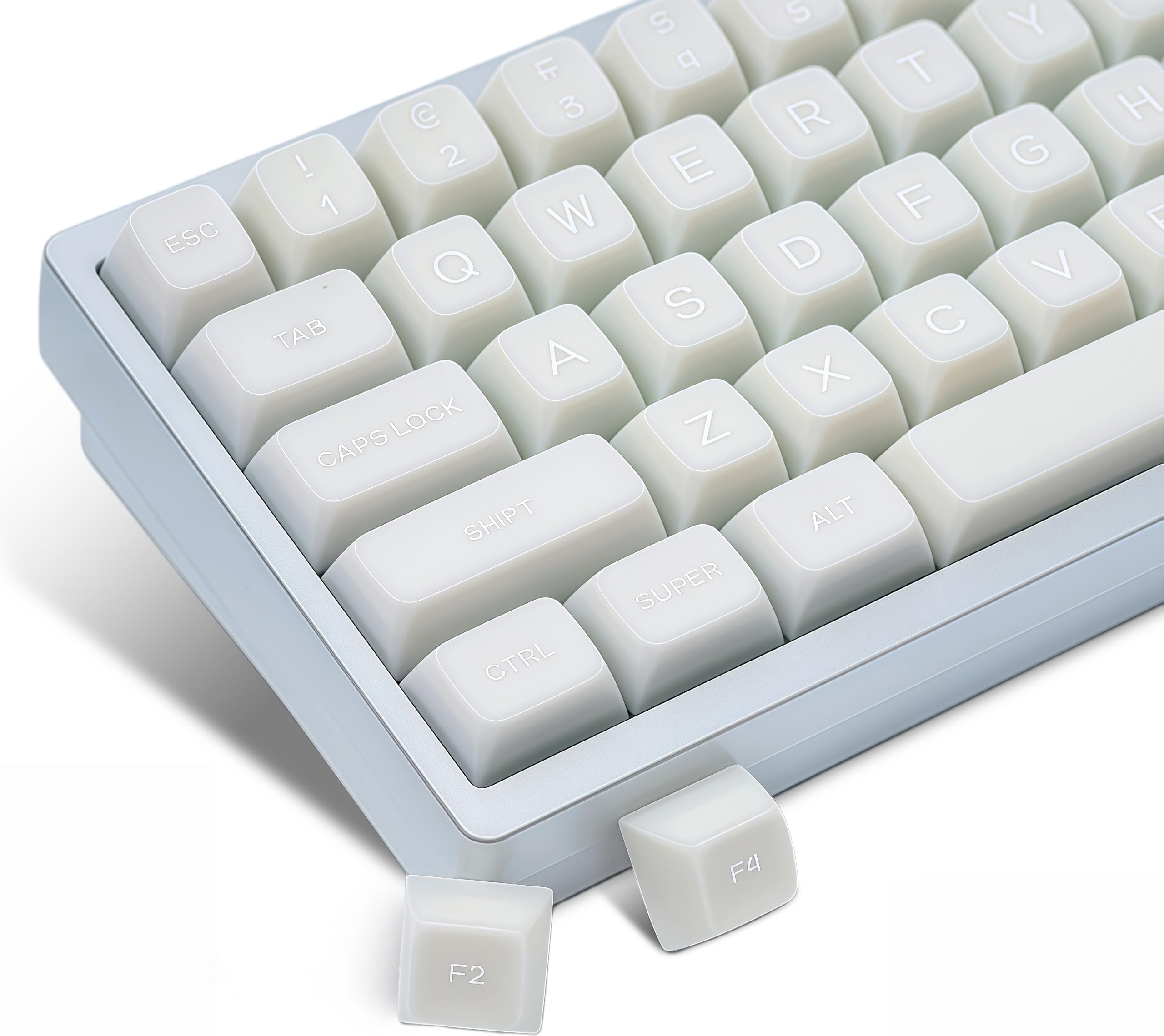 Dagaladoo White Jade - PBT SA Profile Double Shot Keycaps, 60-108% Sizes, Slight Transmittance