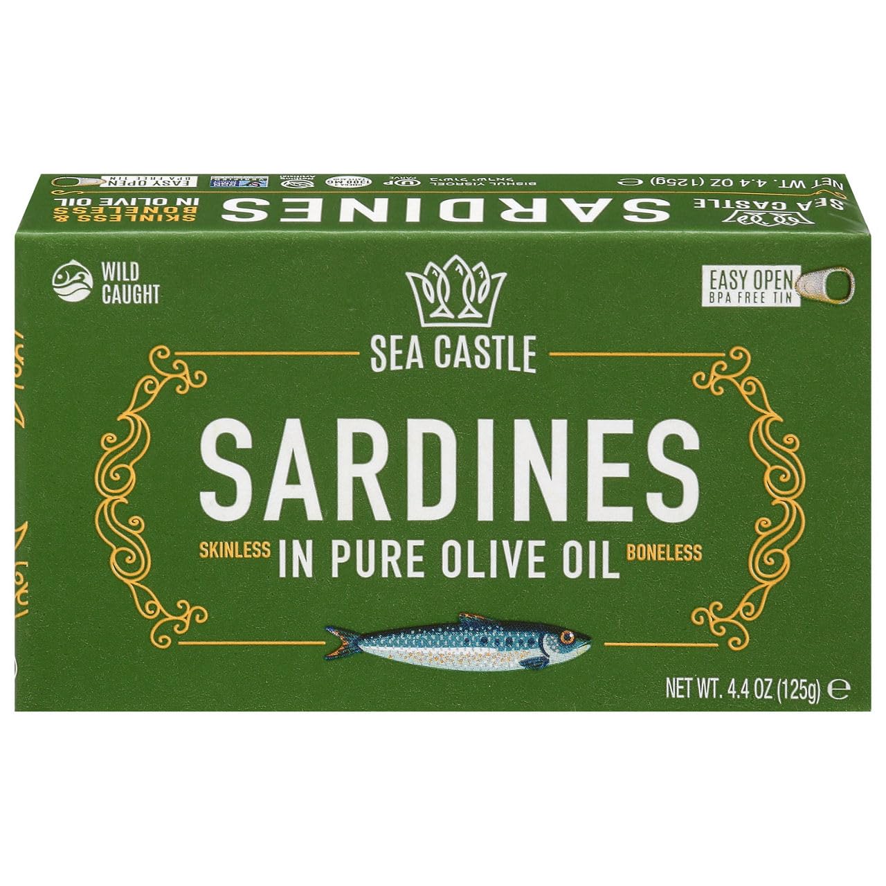 Sea Castle Skinless & Boneless Sardine in Olive Oil, 4.4 oz