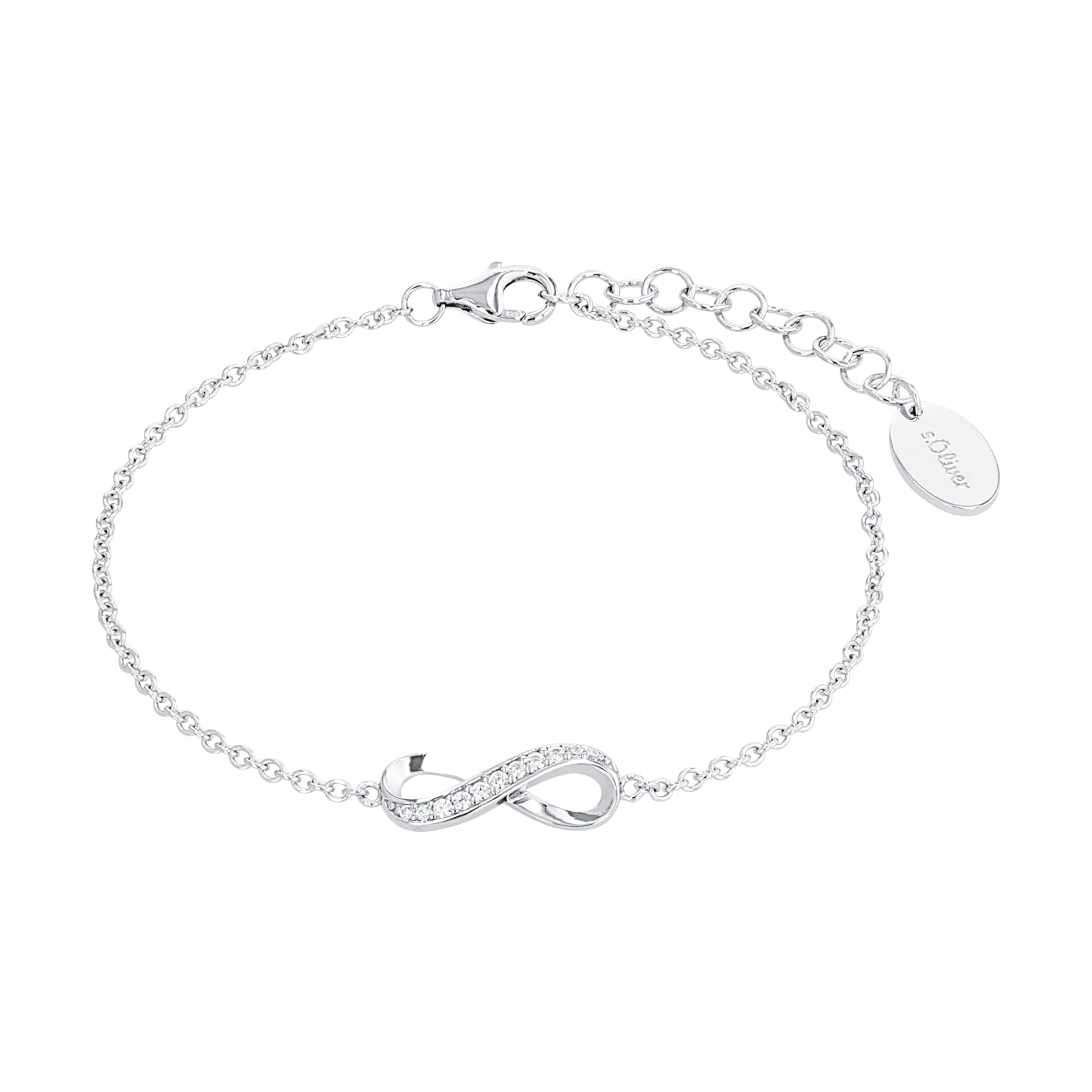 s.Oliver Bracelet Women Arm jewelry, with Zirconia synth., 17+3 cm, Silver, Infinity, Comes in jewelry gift box, 2012529