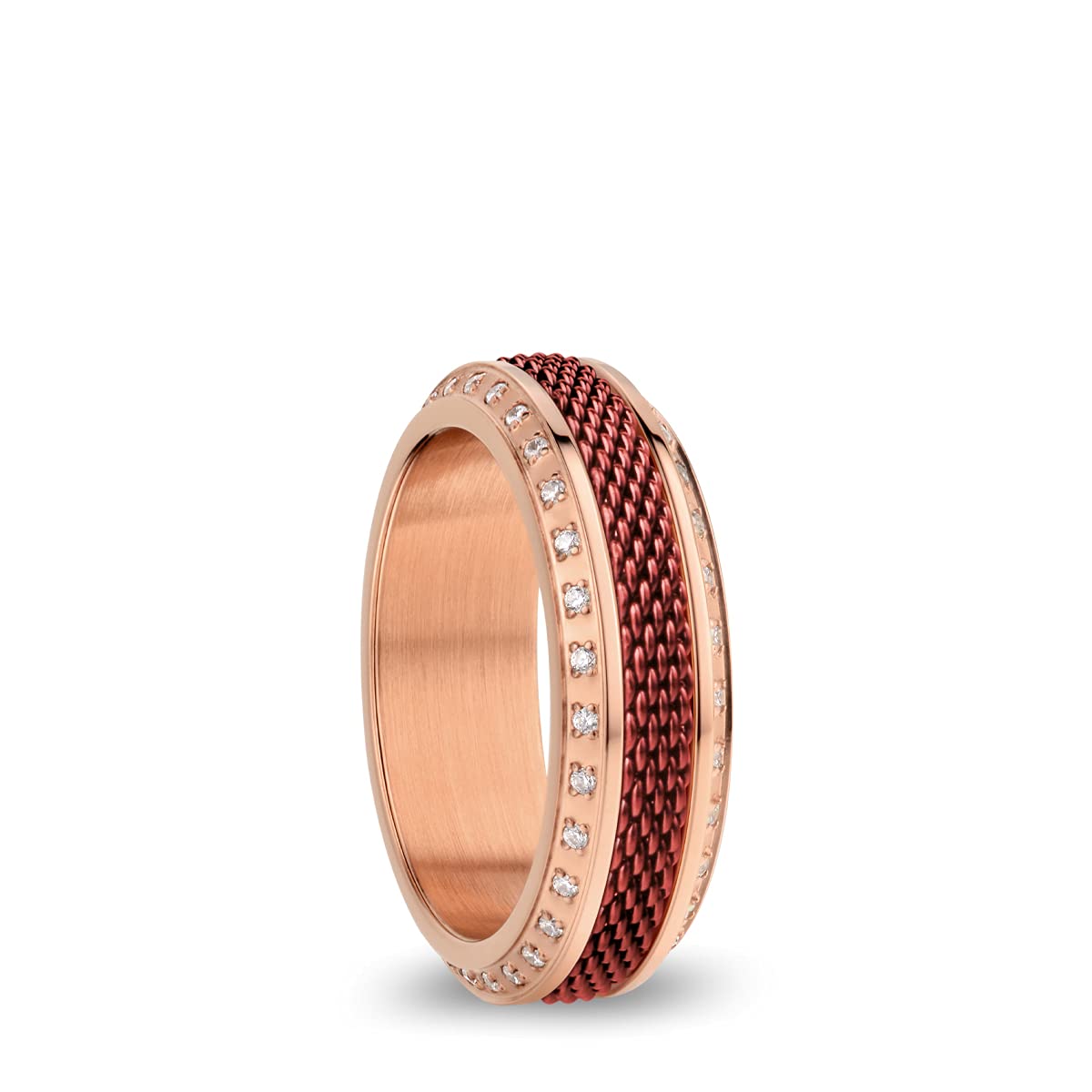 BERING Exchangeable Ring Combination for Women in Rose Gold and Red with the Distinctive Twist and Change System, Huang He