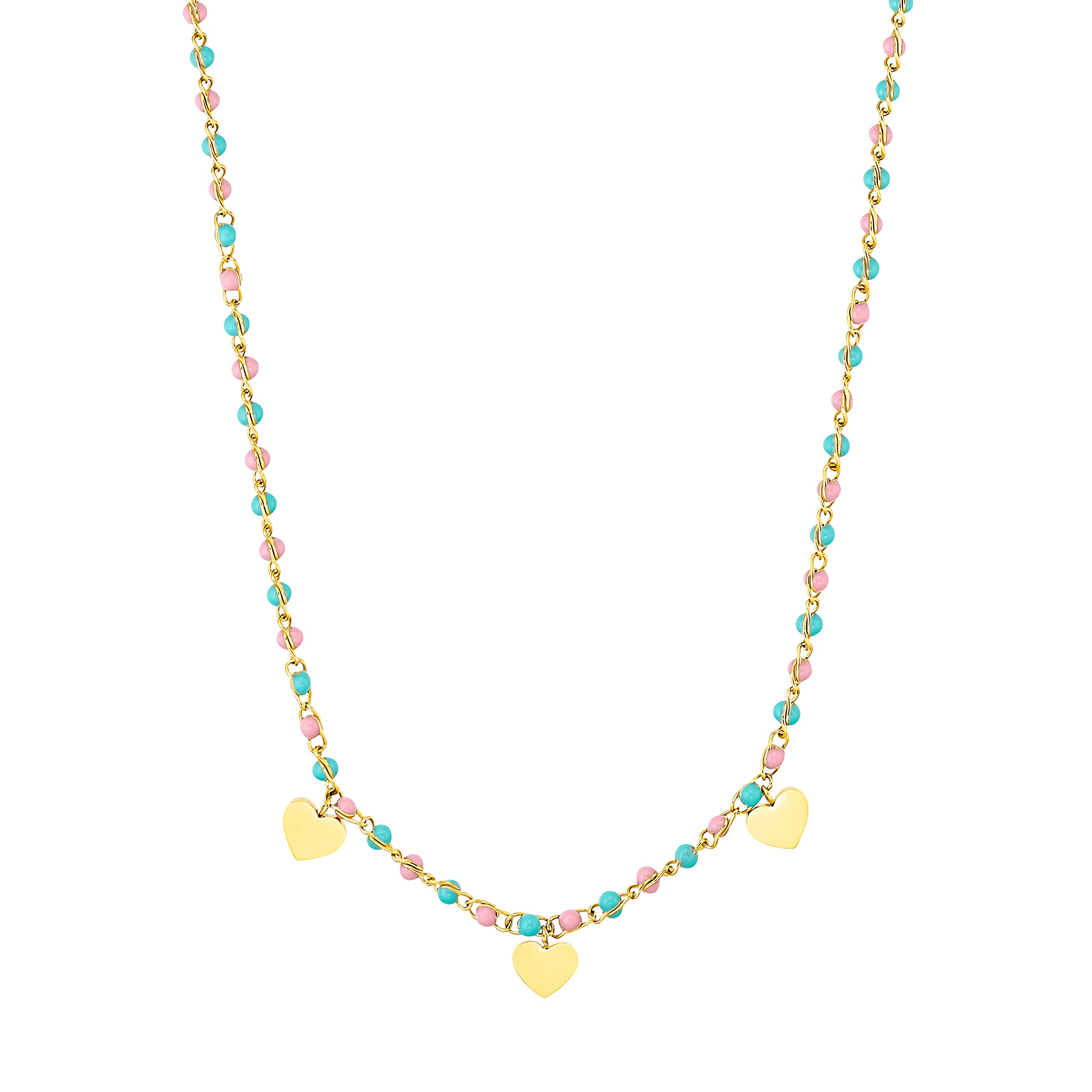 Prinzessin Lillifee necklace with pendant stainless steel girls' children's necklace, 35+3 cm, gold, heart, comes in jewelry gift box 2033361