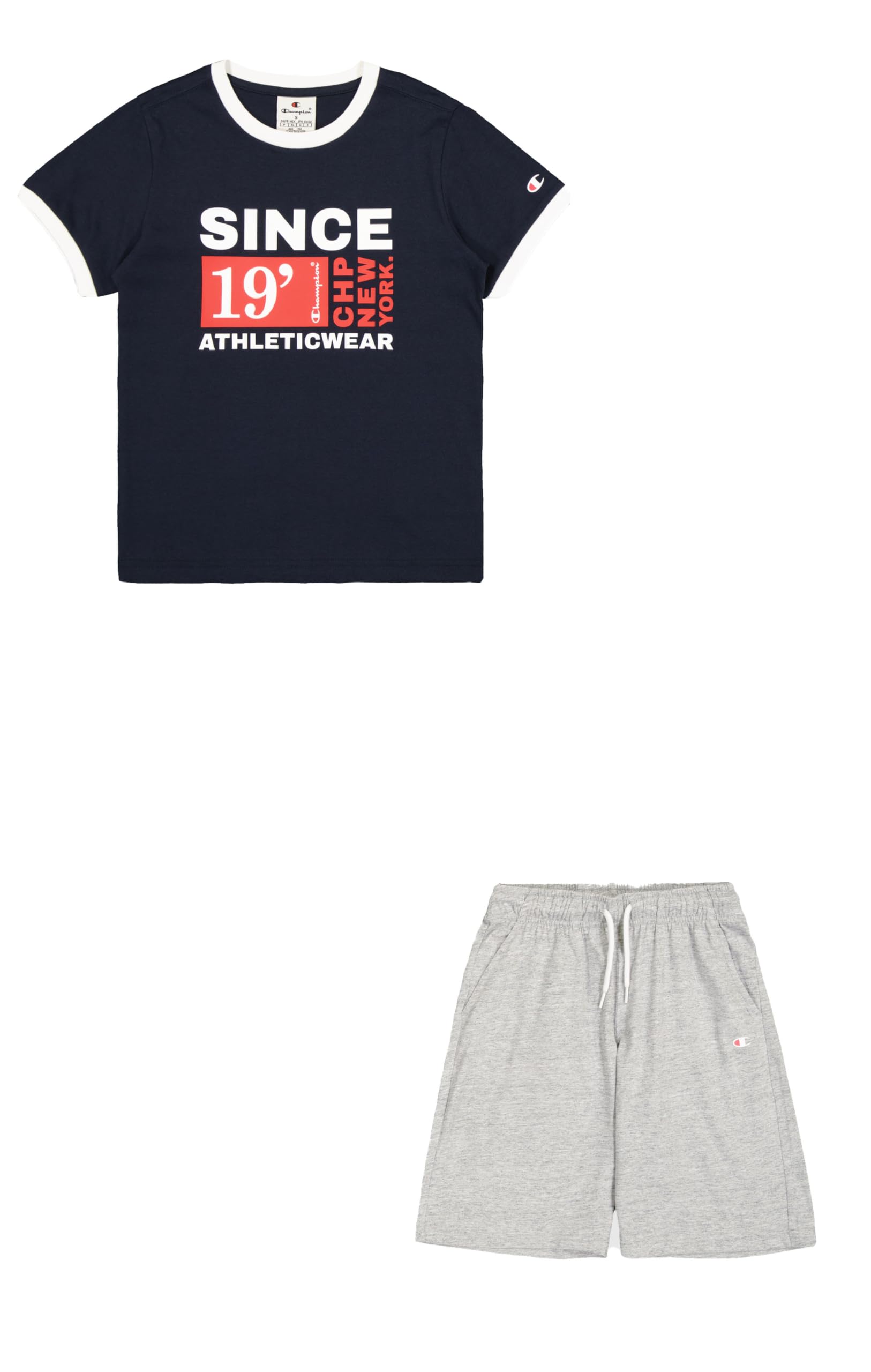 Champion Boy's Legacy Graphic Crewneck Set with Large Print, Blue (BS501), 13-14 años