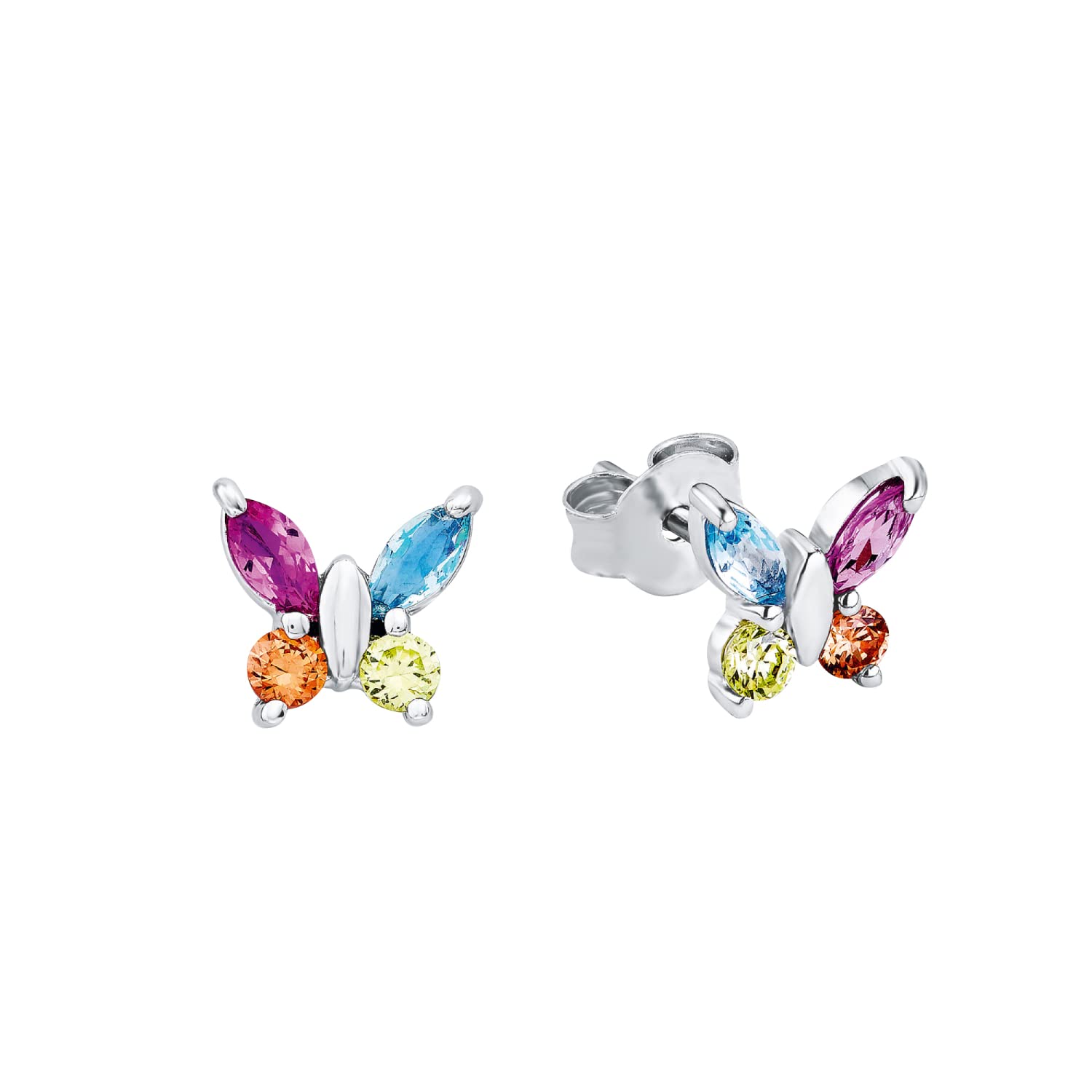 Amor Stud earrings Ear jewelry, with Zirconia synth., 7 cm, Multicolor, Butterfly, Comes in jewelry gift box, 9210190