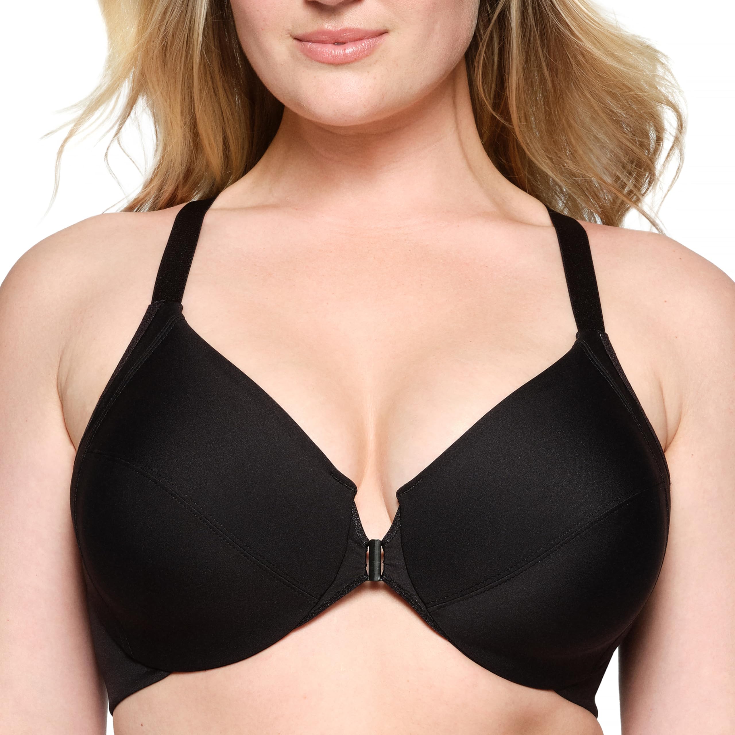 Glamorise Front-Closure Smoothing Wonderwire Underwire Bra 1247 (Women's & Women's Plus) Black