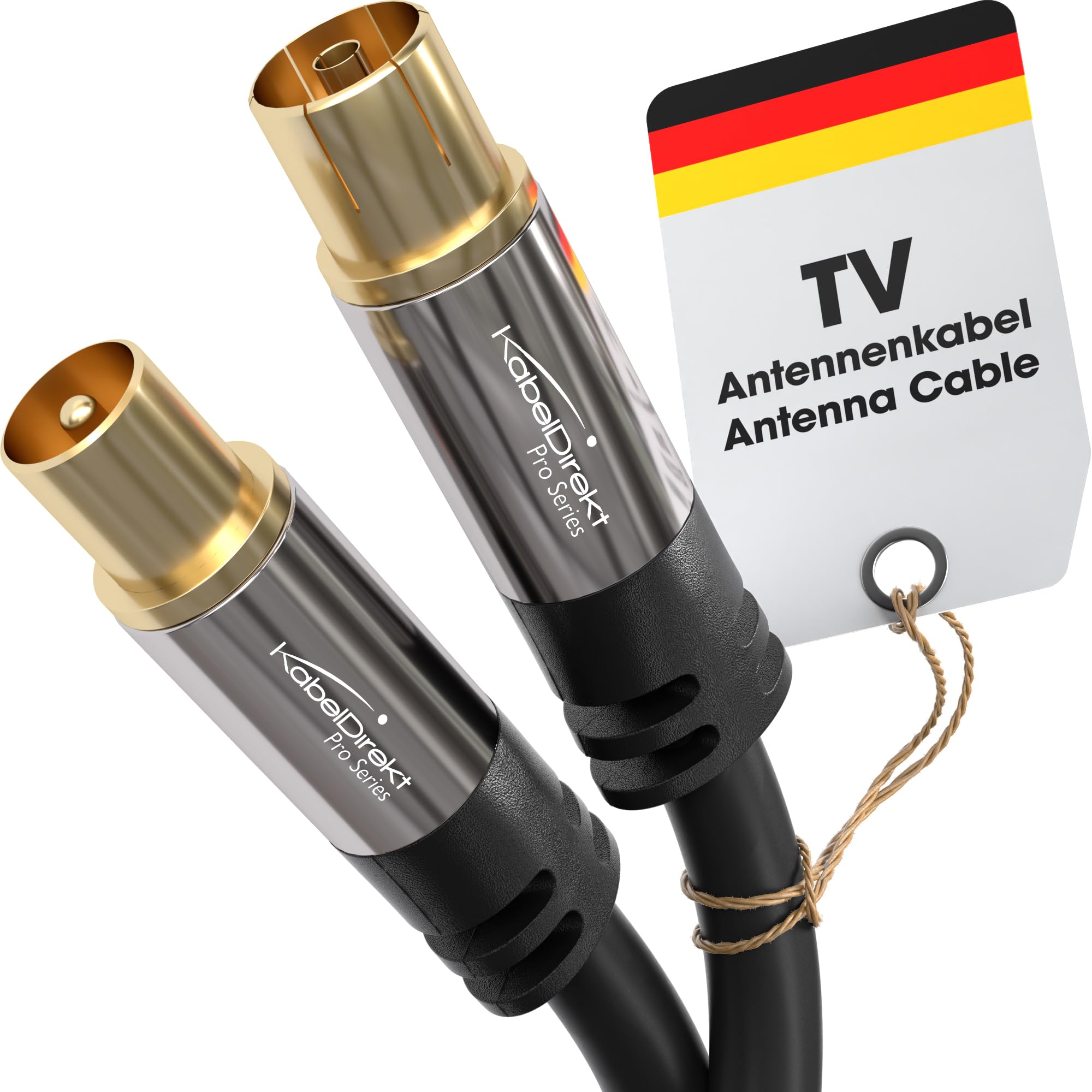 KabelDirekt – 4K TV Aerial Cable, Coaxial Cable – 0.5m – For Digital & Analogue TV, Metal Connectors – Available in 0.5-20m (Plug to Socket, for DVB-C/DVB-T/DVB-S, black)