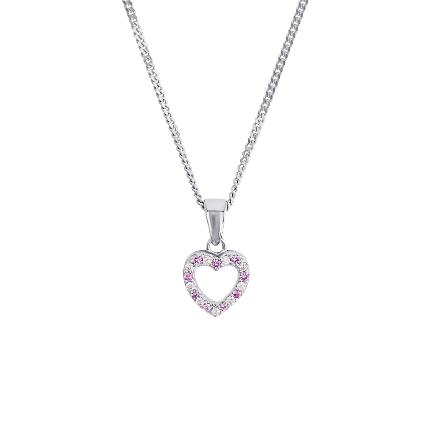 Prinzessin Lillifee necklace with pendant 925 Sterling silver girls' children's necklace, with zirconia synth., 35+3 cm, silver, heart, comes in jewelry gift box 9063277