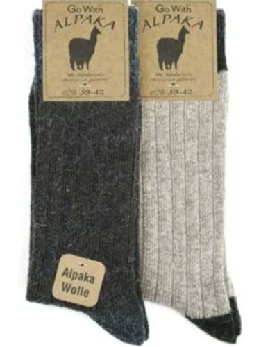 2 pair of 100% Natural Alpaca and Soft Wool Socks, Man, Woman cold weather, thick, size 5.5-8