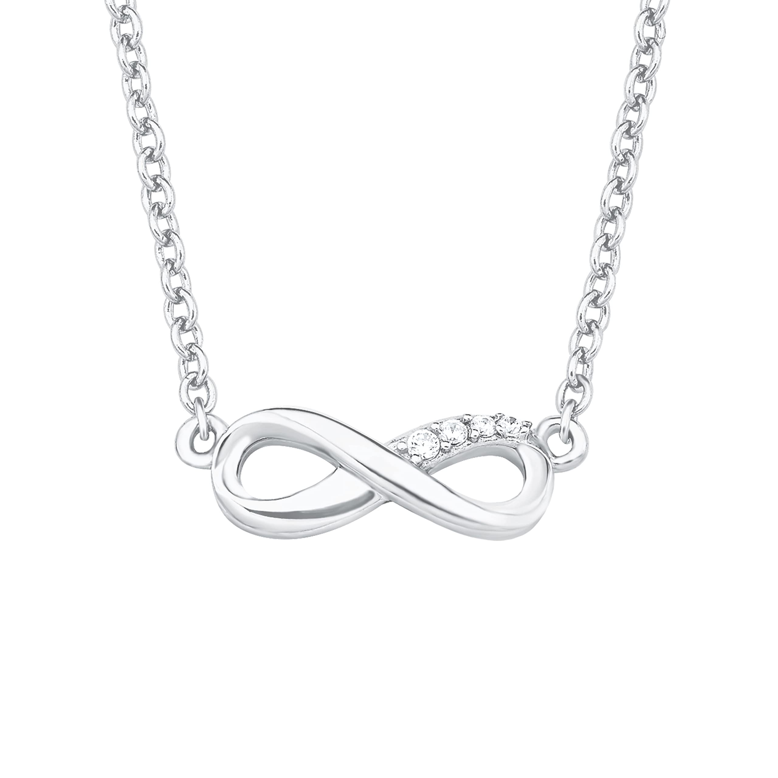 s.Oliver Chain with pendant Women Sets, with Zirconia synth., 40+5 cm, Silver, Infinity, Comes in jewelry gift box, 2017245