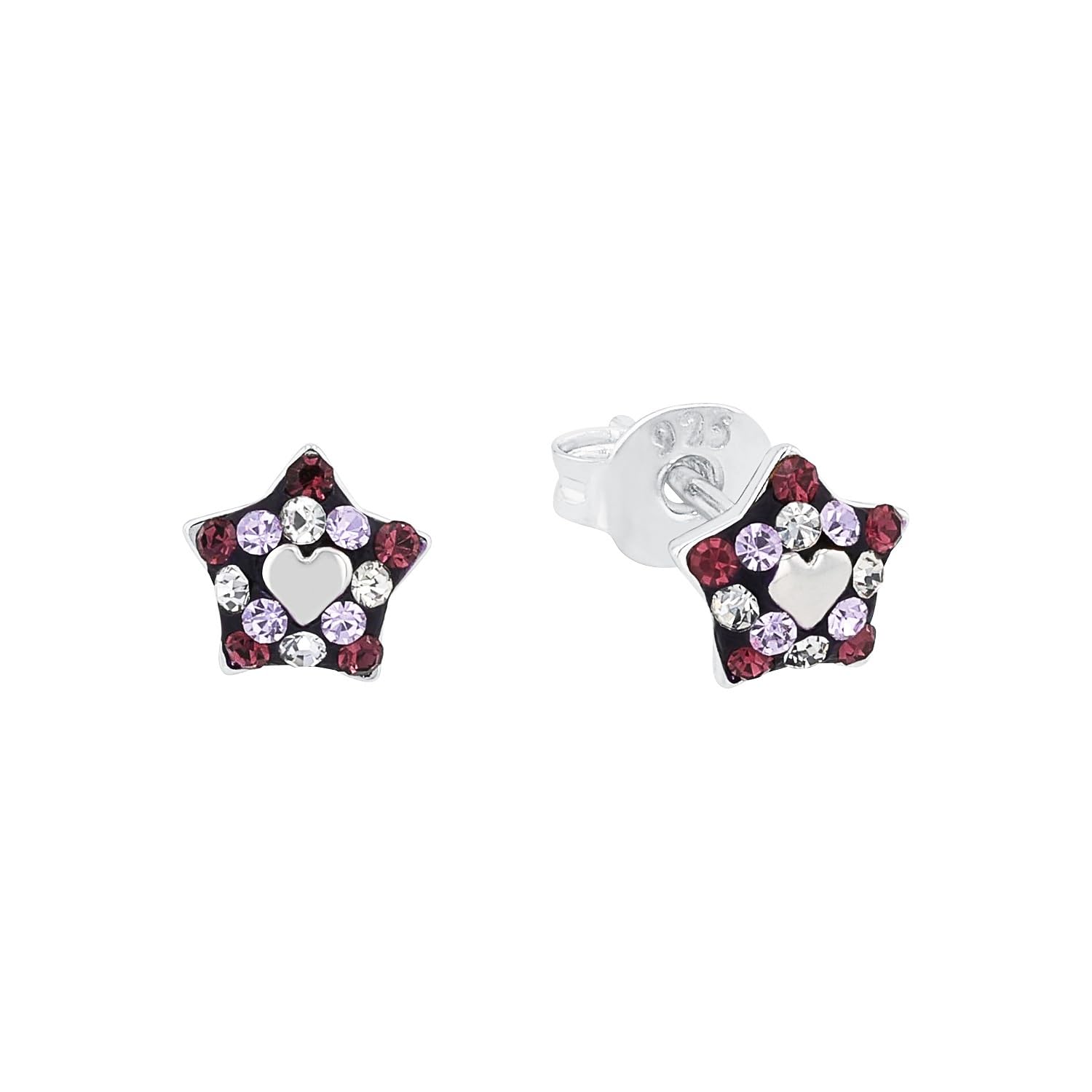 Prinzessin Lillifee stud earrings 925 Sterling silver girls' children's earrings, with Preciosa, 0.6 cm, silver, star, comes in jewelry gift box 2035299
