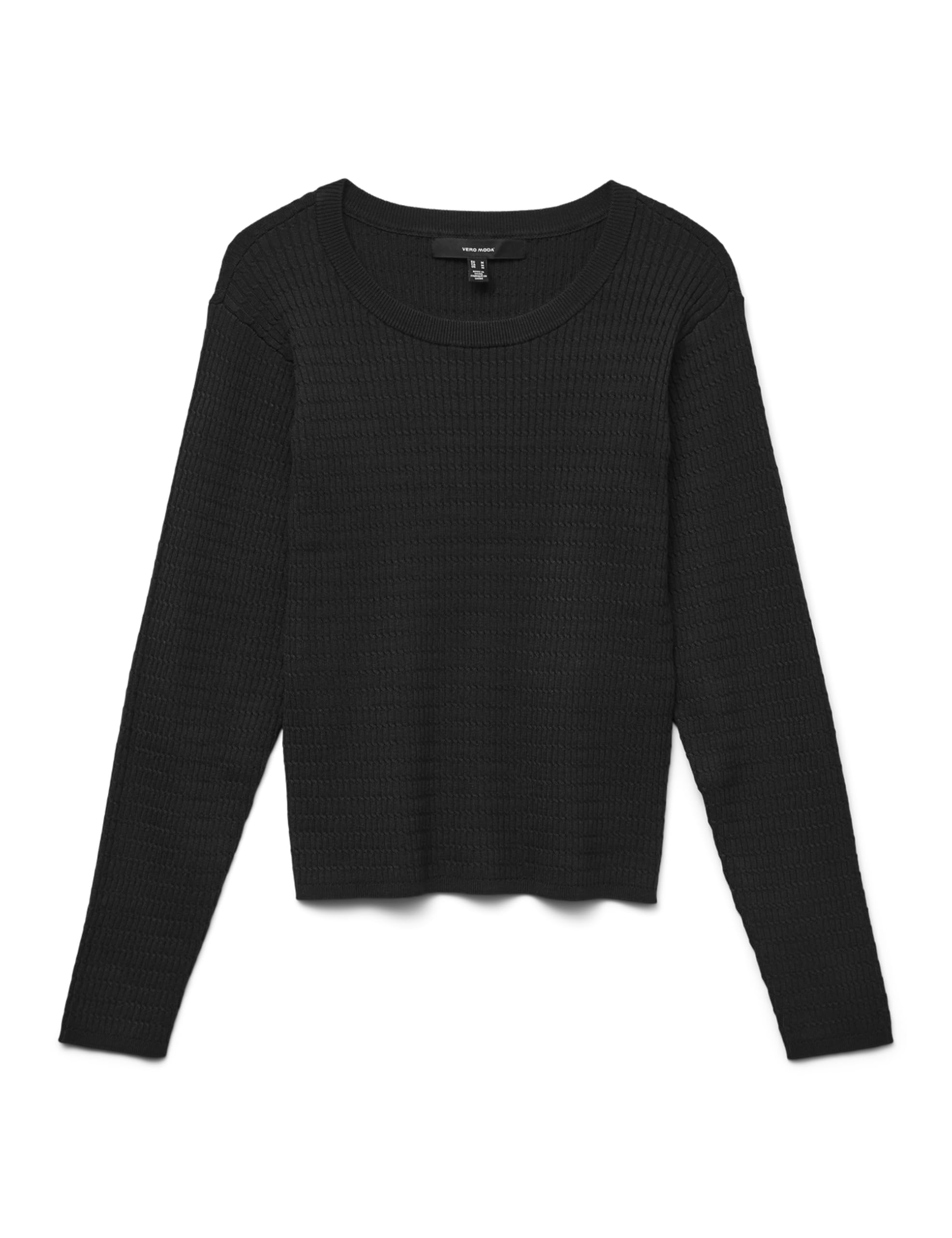 VERO MODA Vmsilje LS O-Neck Cable Pullover Noos, Black, S