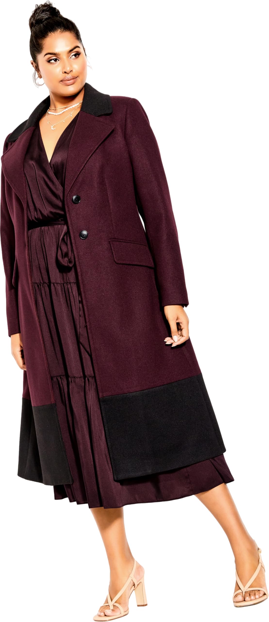 CITY CHIC Women's Plus Size Maxi Tiered SWEETNES Dress, Oxblood, 28